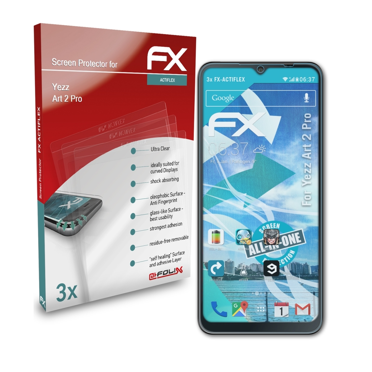 ATFOLIX 3x FX-ActiFleX Displayschutz(für 2 Art Pro) Yezz