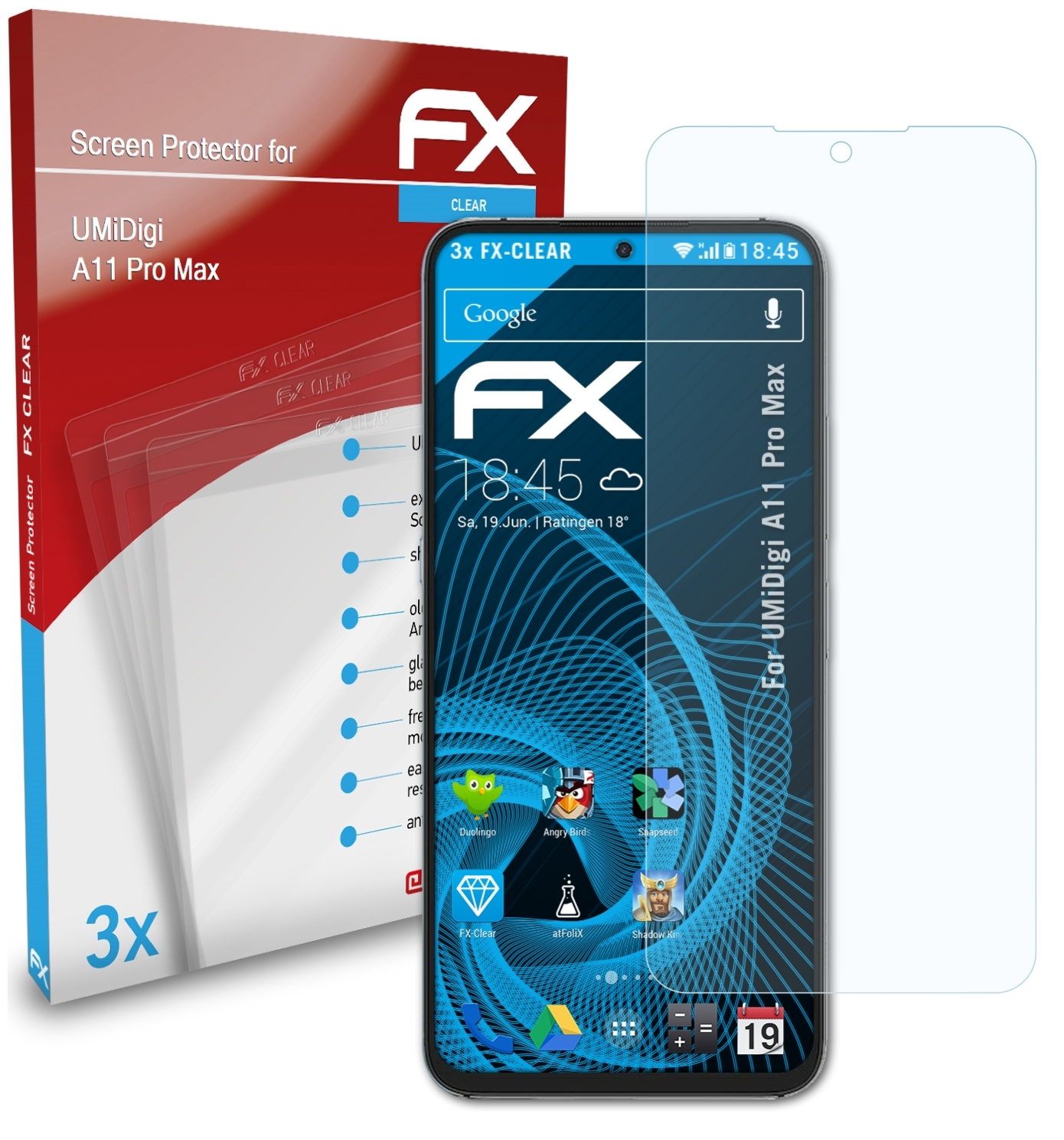 ATFOLIX 3x FX-Clear Pro Displayschutz(für UMiDigi Max) A11