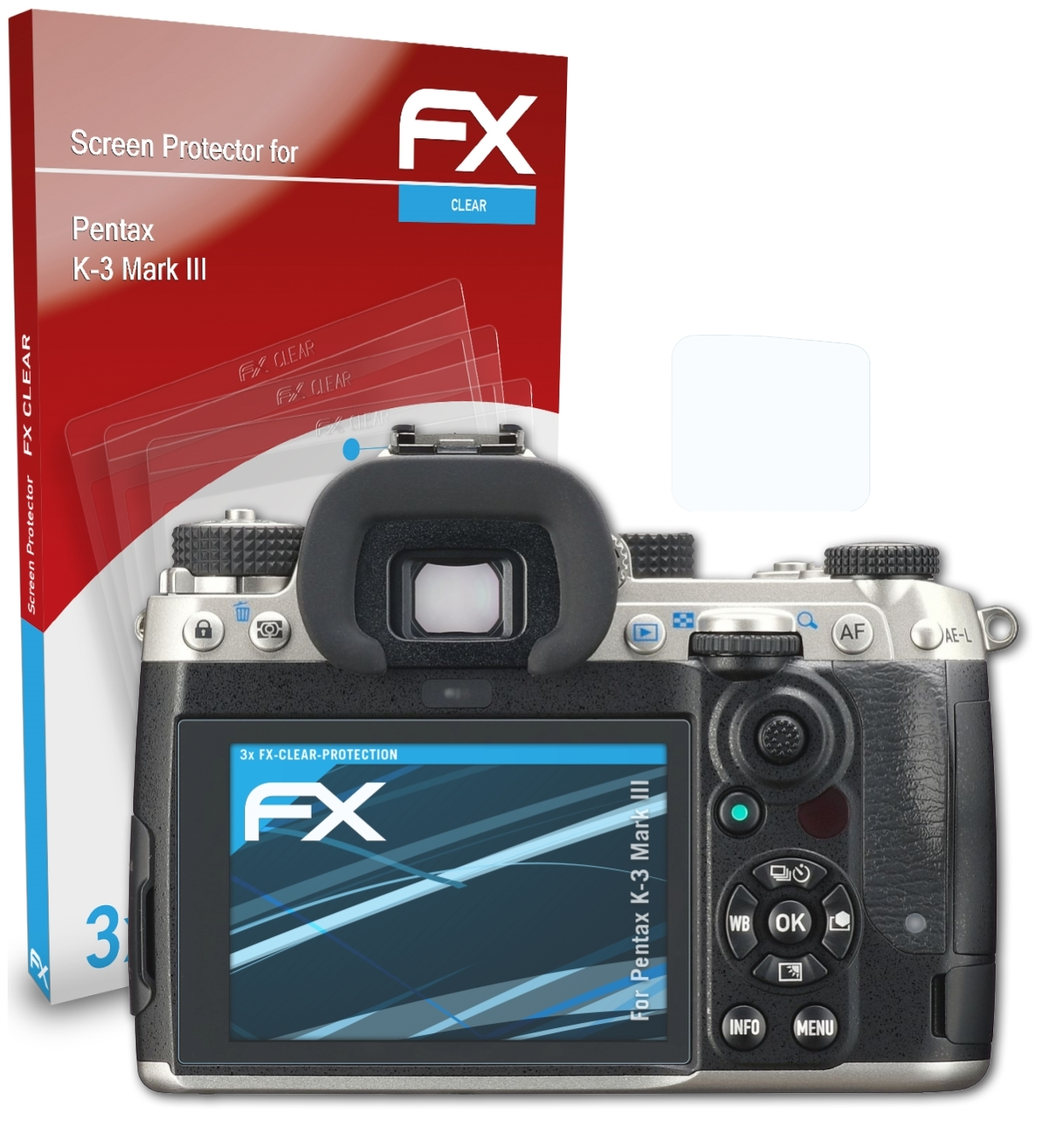 Mark Displayschutz(für Pentax III) ATFOLIX 3x K-3 FX-Clear