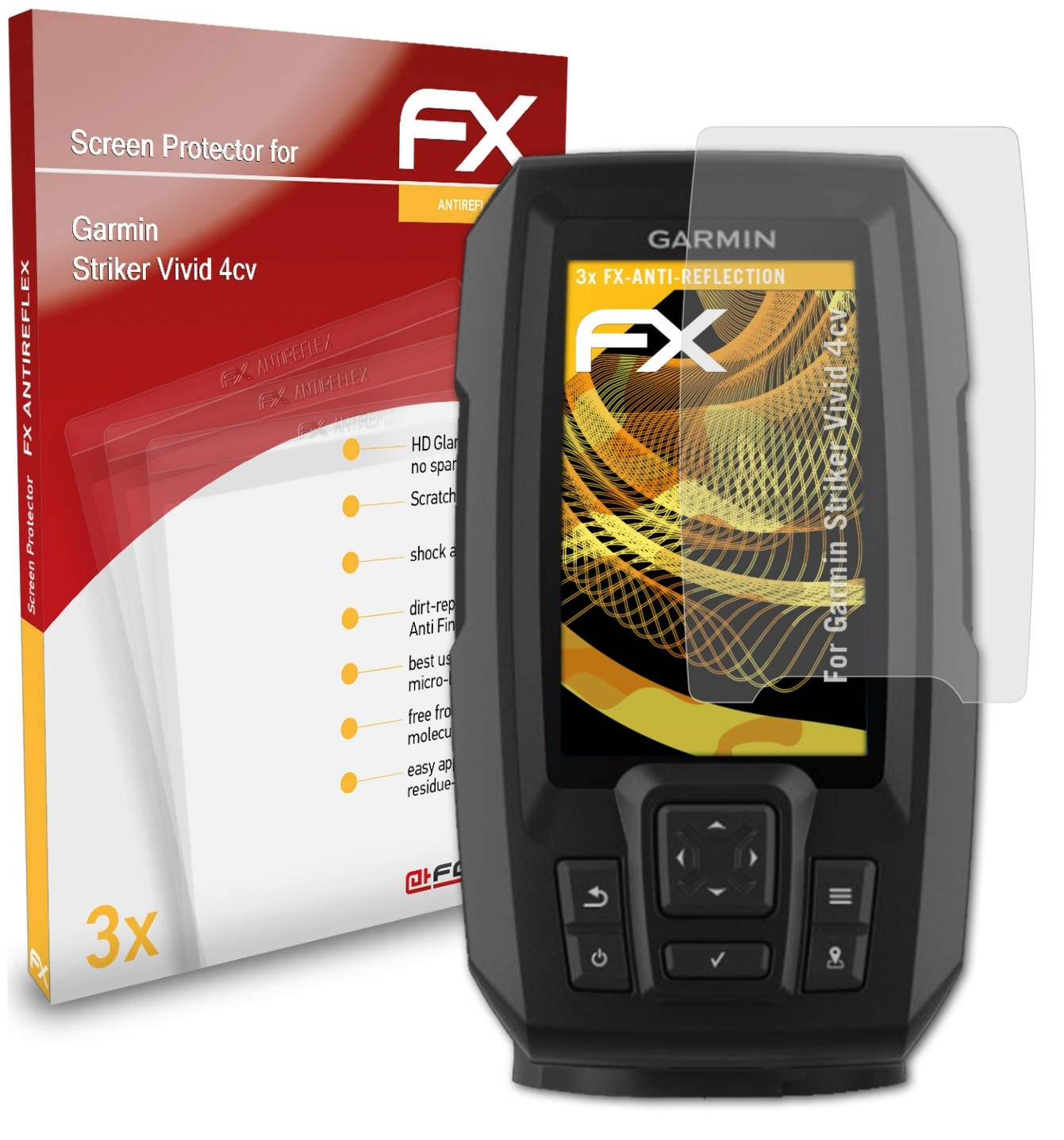 ATFOLIX 3x FX-Antireflex Garmin Vivid 4cv) Striker Displayschutz(für