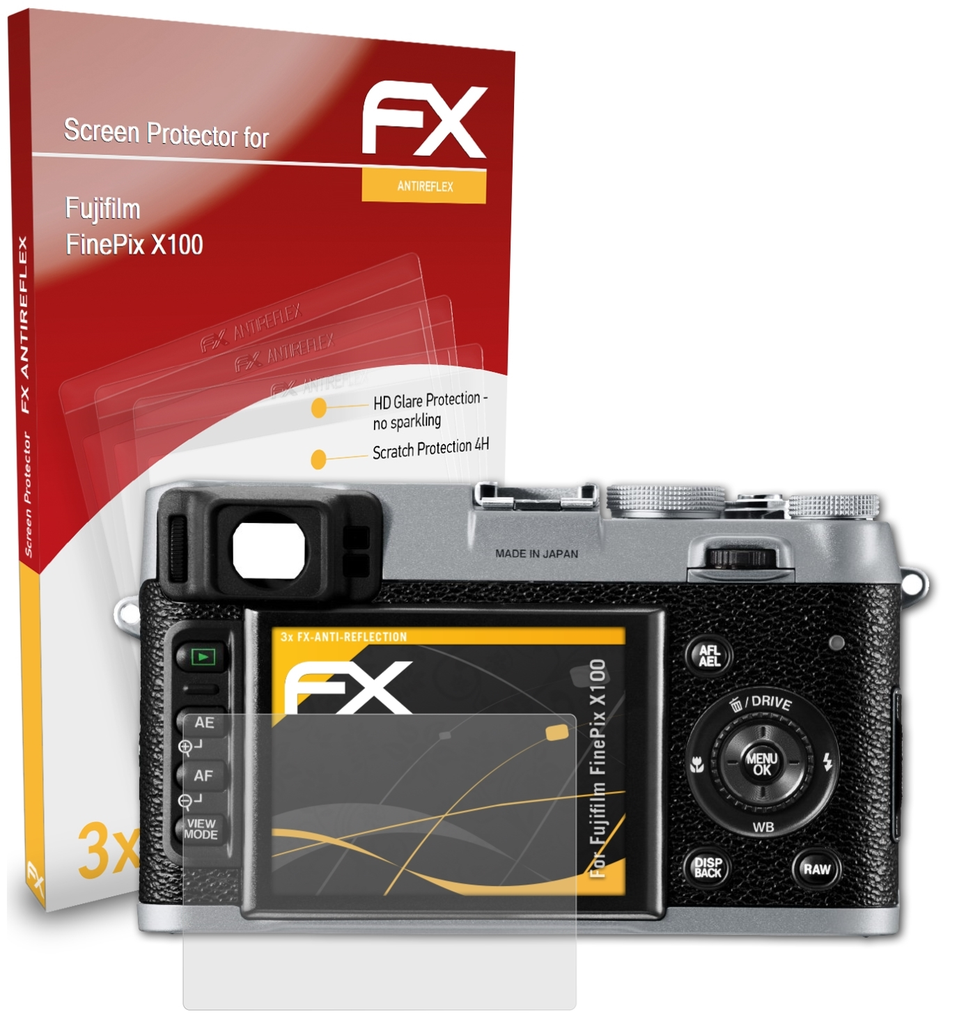 ATFOLIX 3x FinePix Displayschutz(für FX-Antireflex X100) Fujifilm