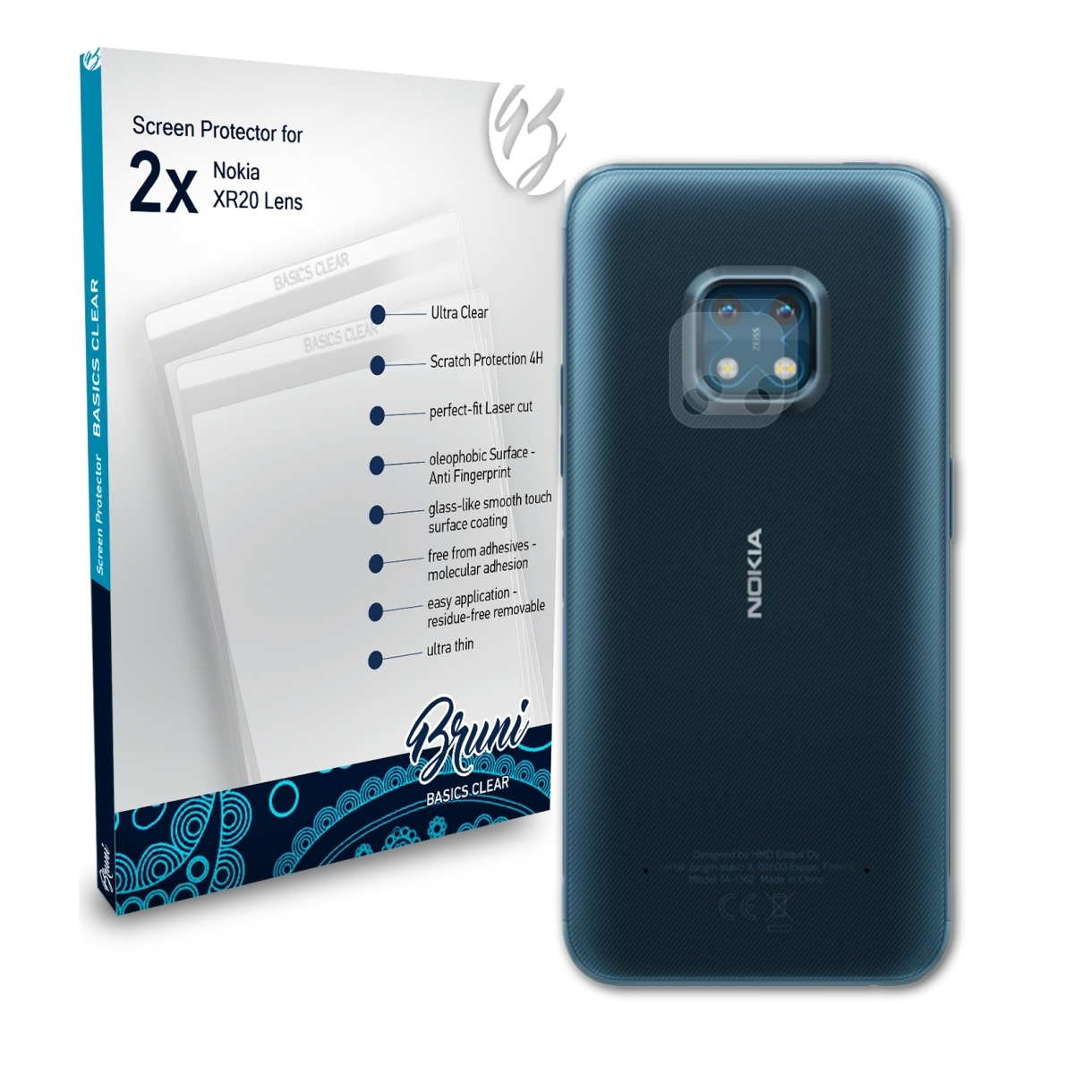 BRUNI 2x XR20 Nokia Lens) Basics-Clear Schutzfolie(für