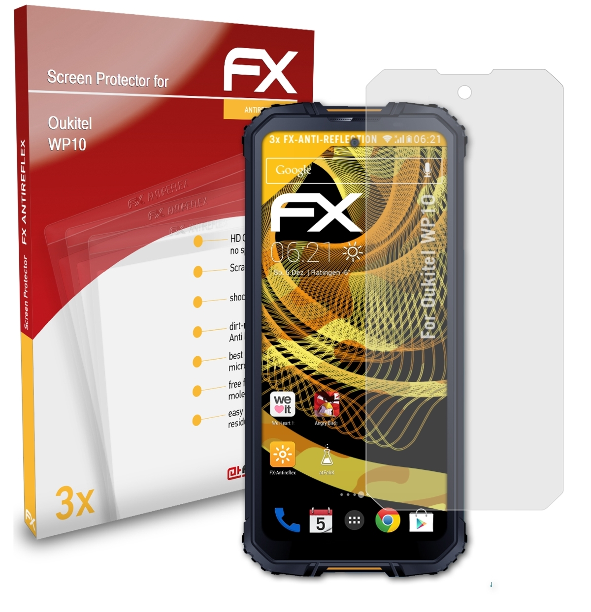 ATFOLIX 3x FX-Antireflex Displayschutz(für WP10) Oukitel