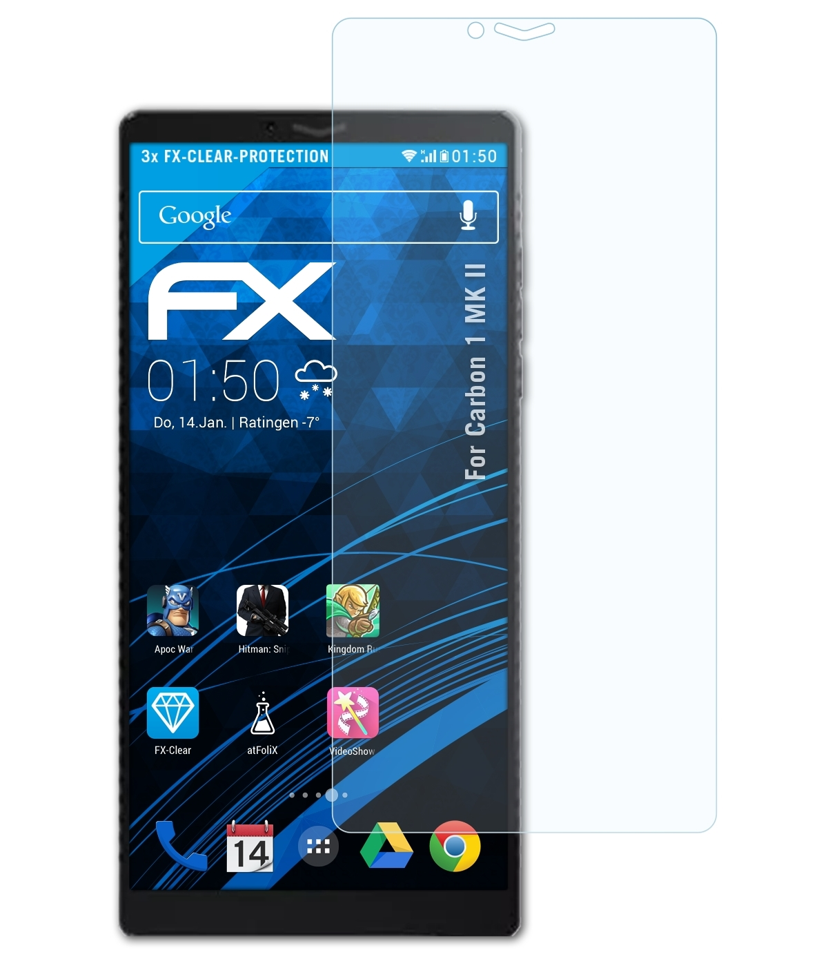 ATFOLIX 3x Carbon Displayschutz(für FX-Clear 1 MK II)