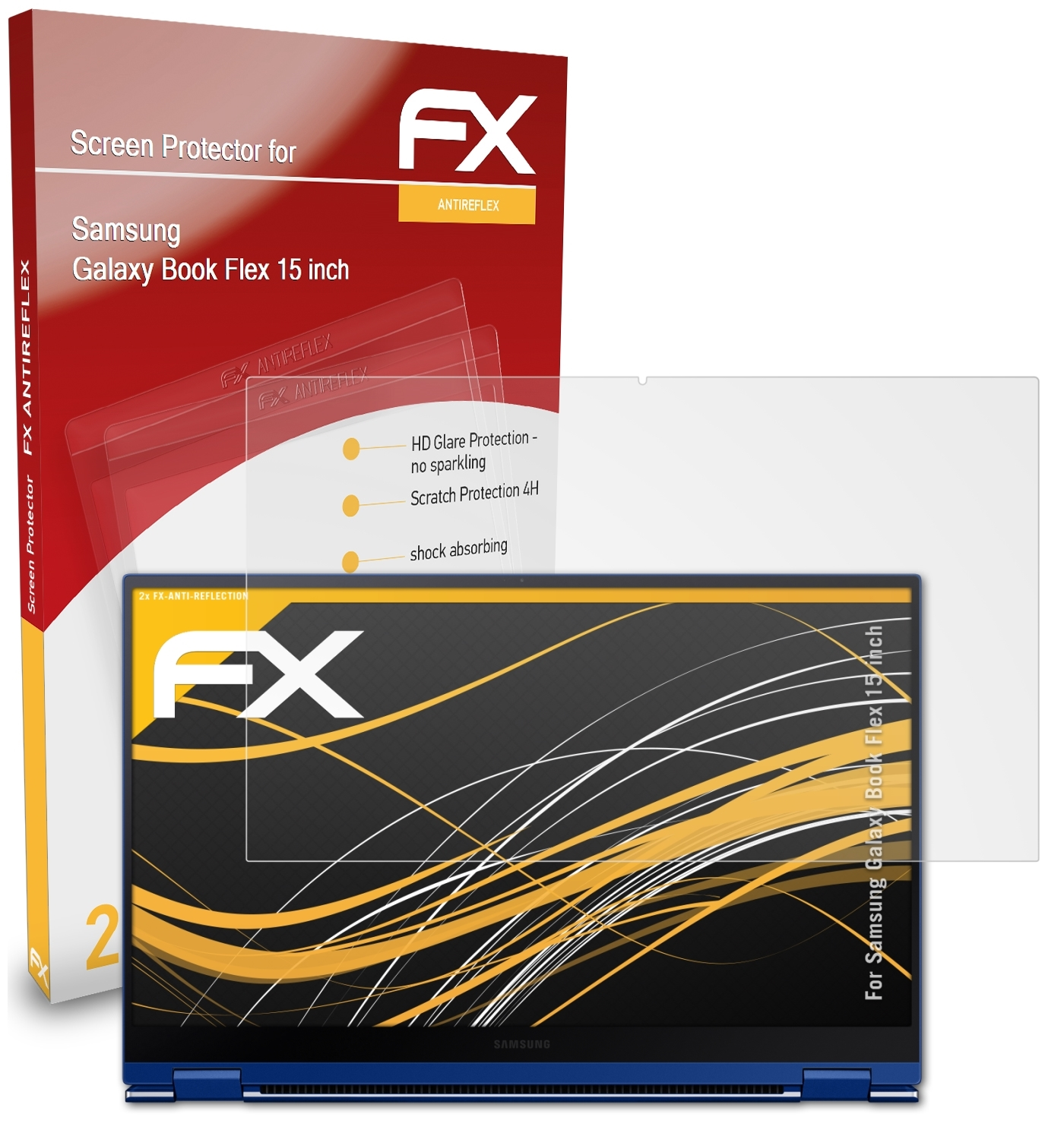 Displayschutz(für Book (15 2x Samsung Galaxy ATFOLIX FX-Antireflex inch)) Flex