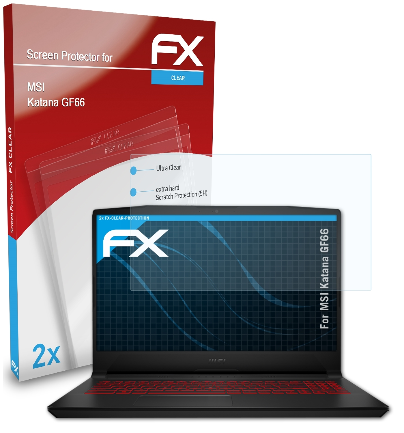 2x ATFOLIX FX-Clear MSI Displayschutz(für Katana GF66)