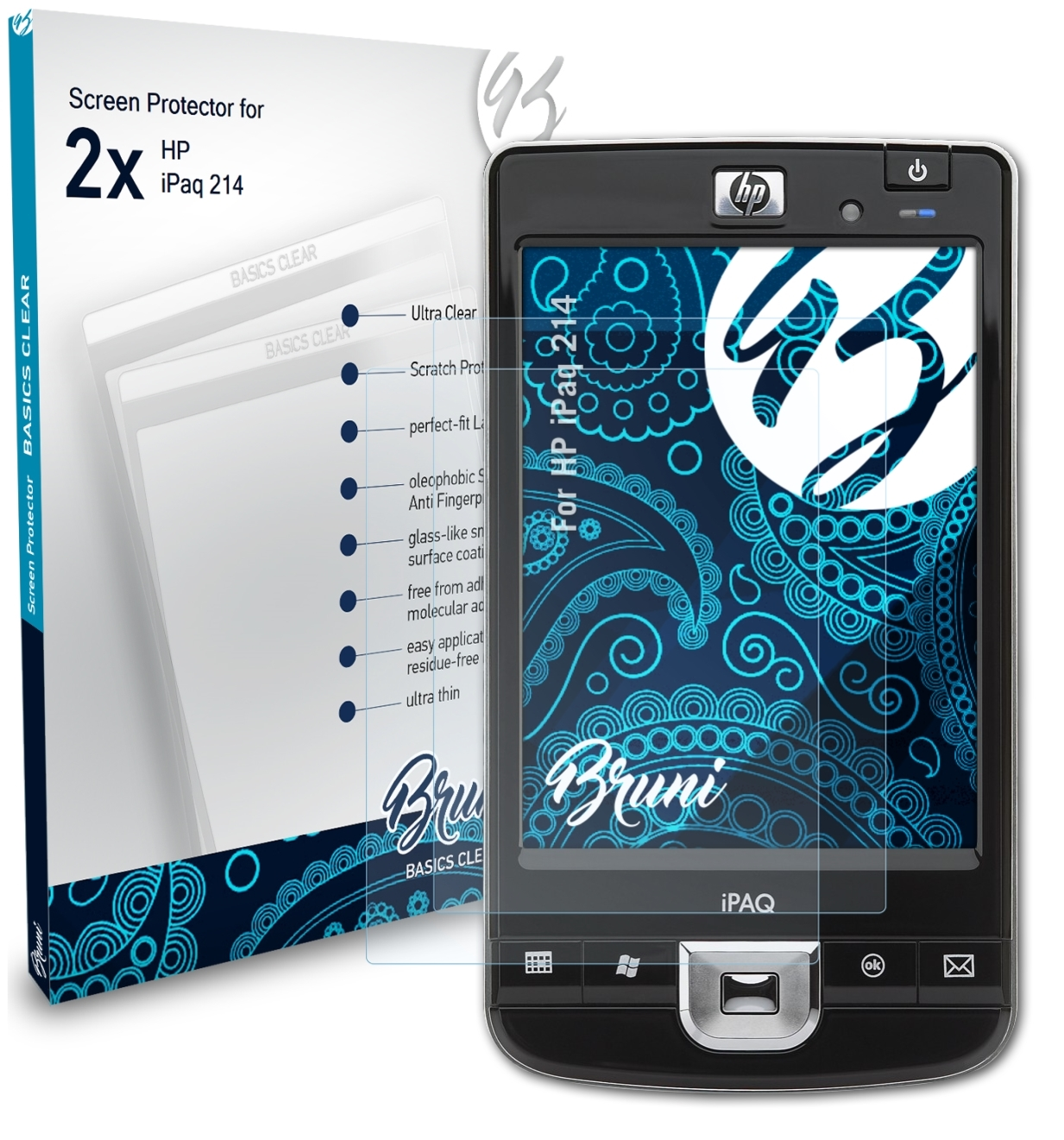 2x iPaq Basics-Clear 214) HP Schutzfolie(für BRUNI