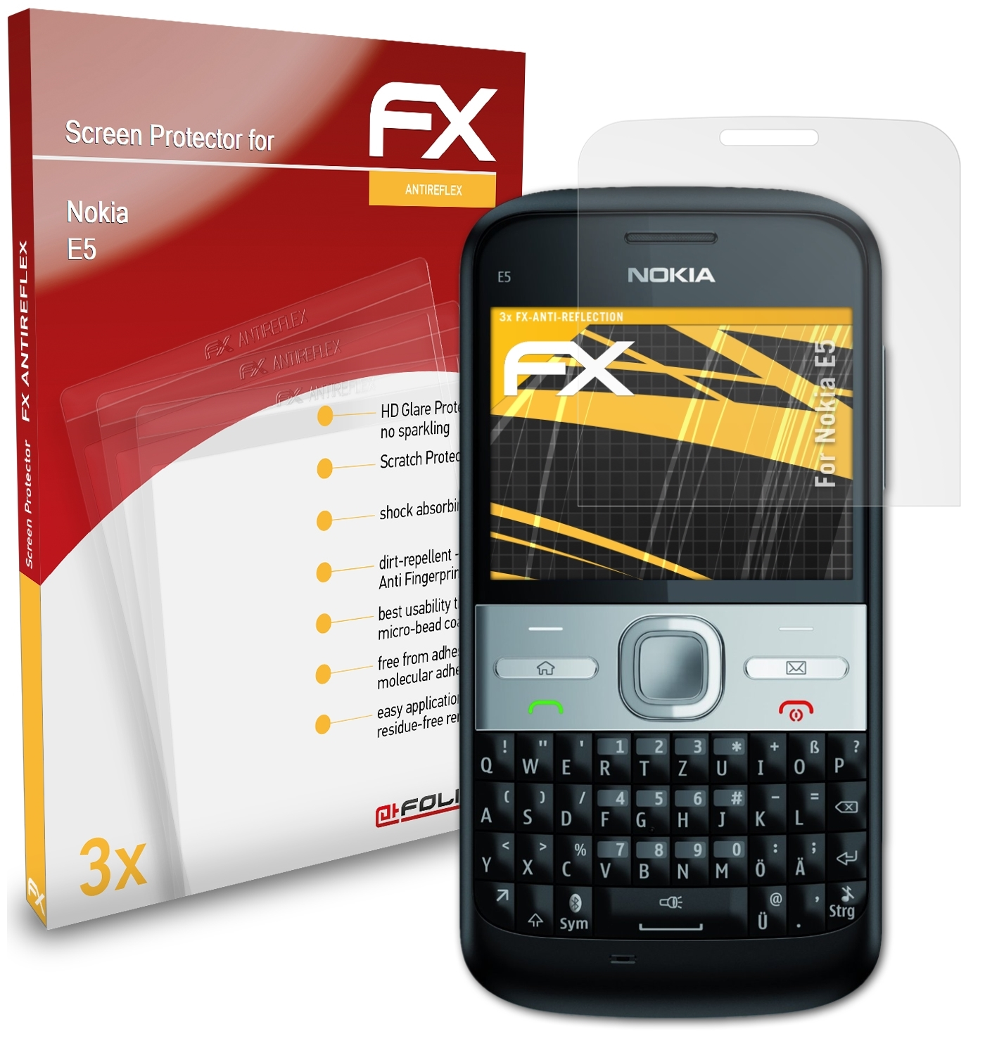 E5) ATFOLIX Displayschutz(für 3x Nokia FX-Antireflex