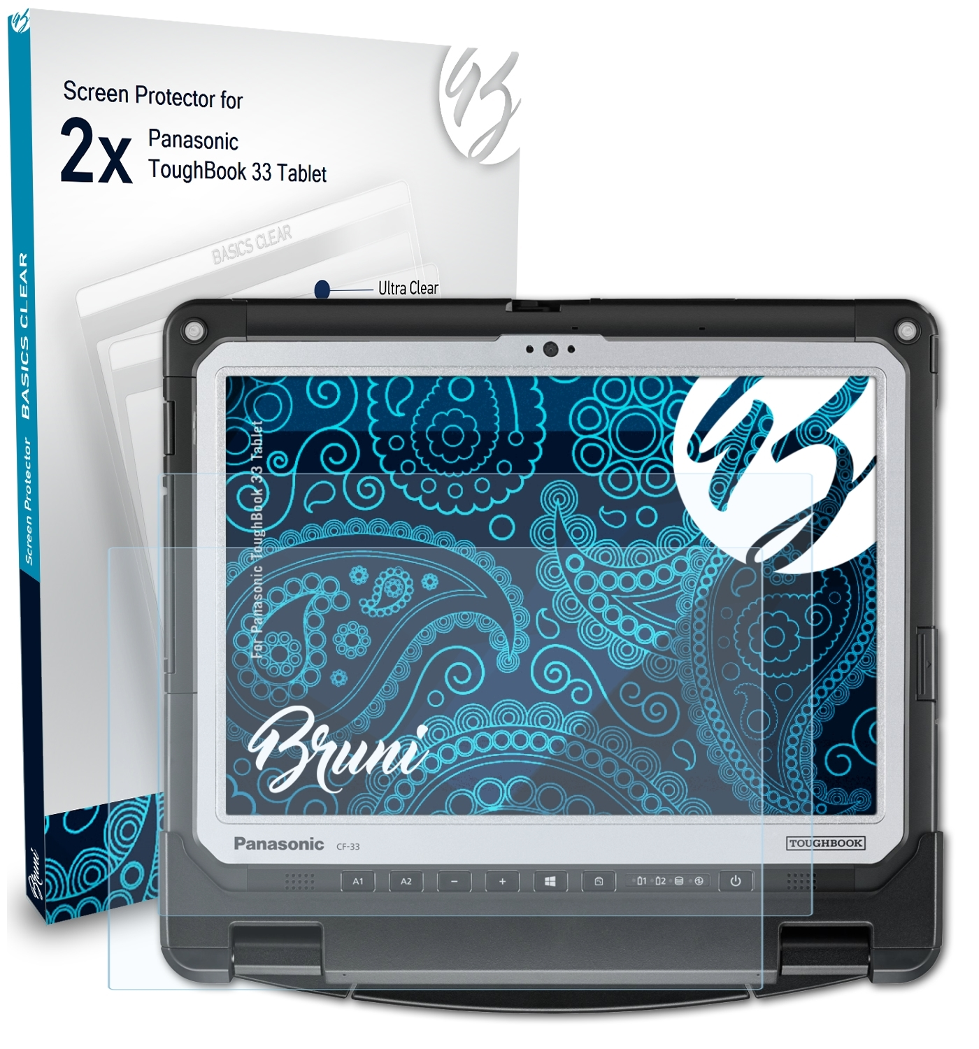 2x Schutzfolie(für Panasonic BRUNI 33 Tablet) Basics-Clear ToughBook