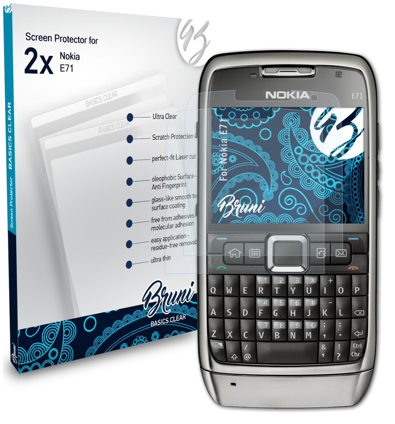 BRUNI Schutzfolie(für Basics-Clear Nokia 2x E71)