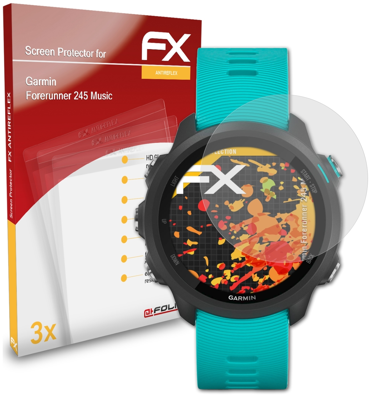 ATFOLIX 245 3x Garmin Music) FX-Antireflex Forerunner Displayschutz(für