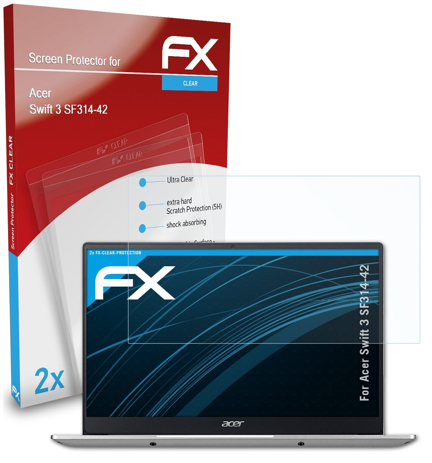 (SF314-42)) Displayschutz(für FX-Clear 2x Acer ATFOLIX 3 Swift
