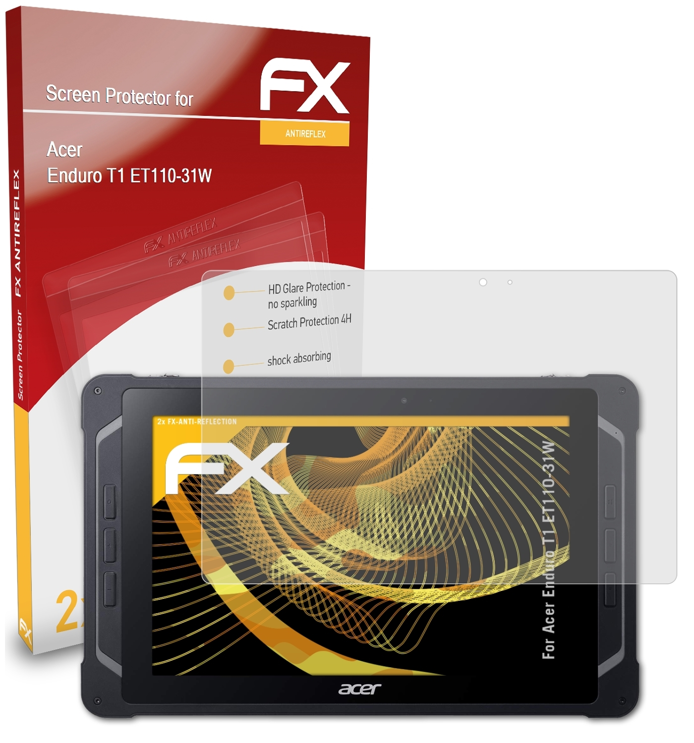 2x Displayschutz(für FX-Antireflex ATFOLIX Enduro Acer (ET110-31W)) T1