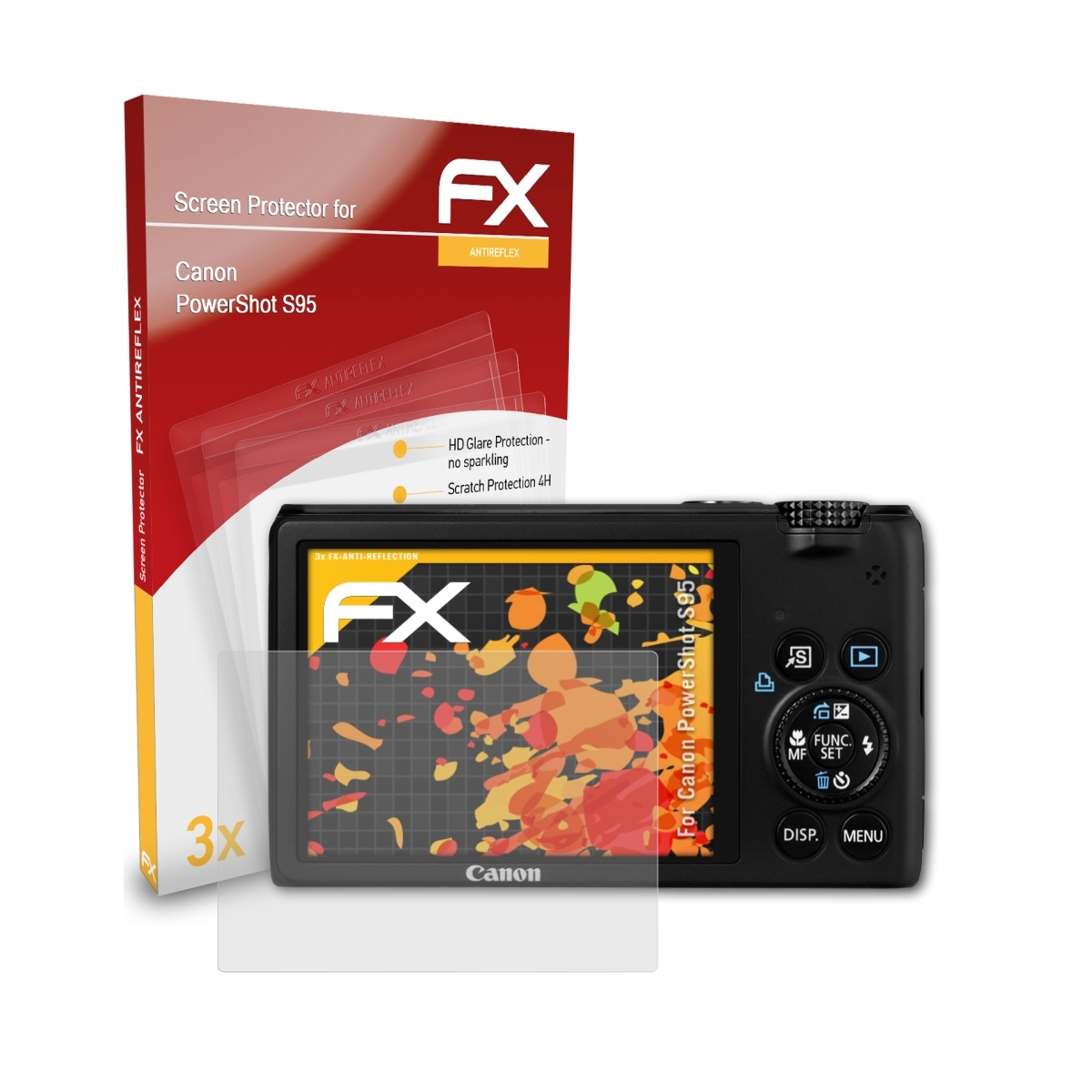 FX-Antireflex PowerShot Displayschutz(für S95) ATFOLIX 3x Canon