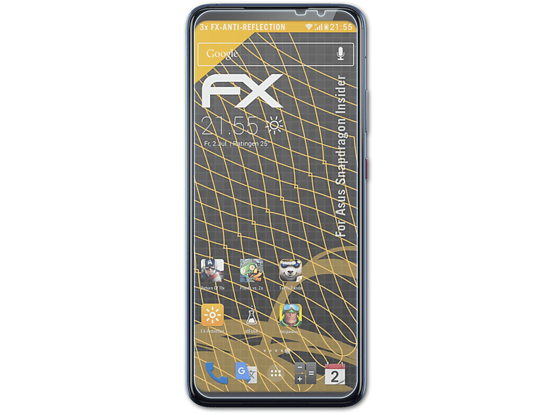 Displayschutz(für ATFOLIX Asus FX-Antireflex Snapdragon Insider) 3x