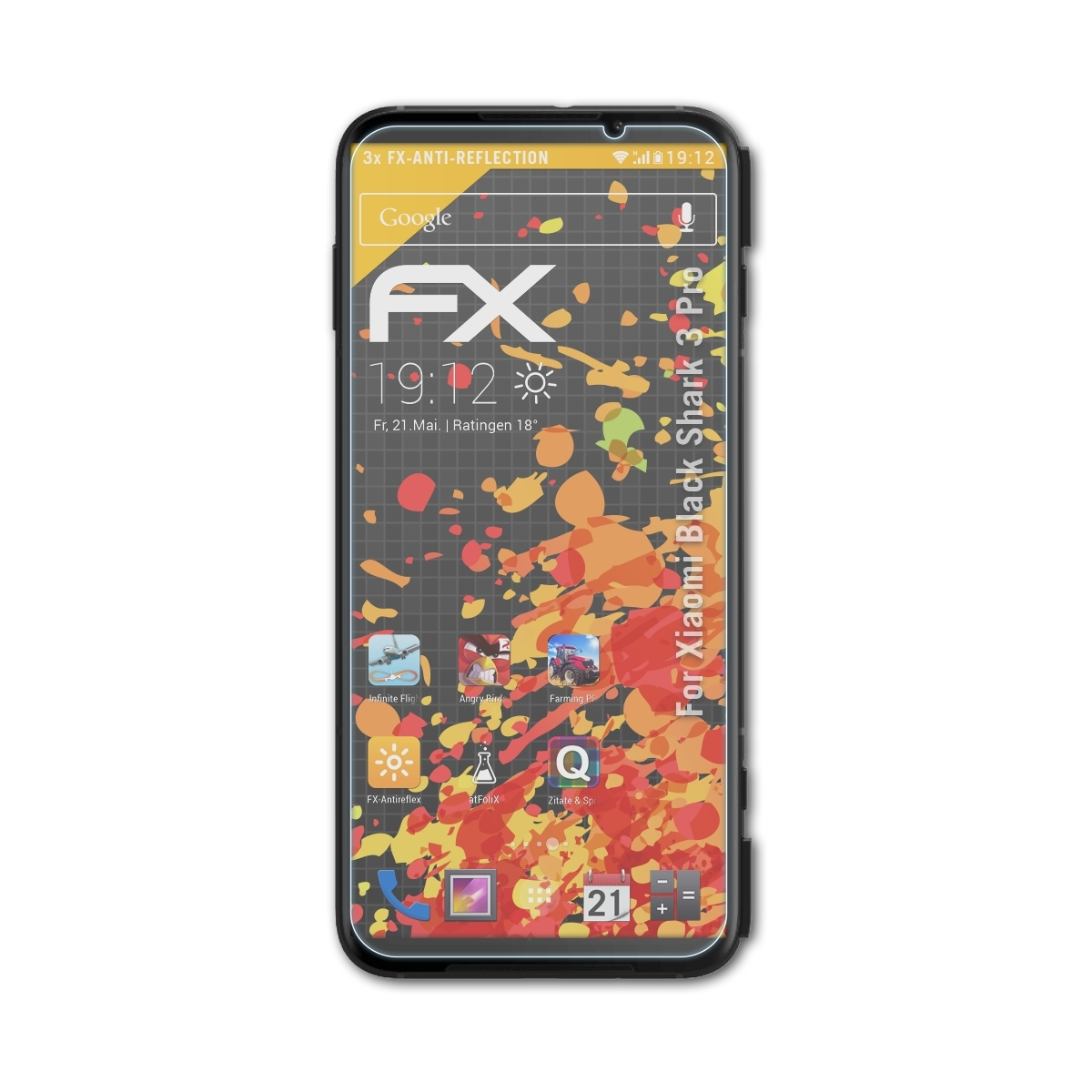 ATFOLIX 3x FX-Antireflex Black 3 Xiaomi Displayschutz(für Shark Pro)