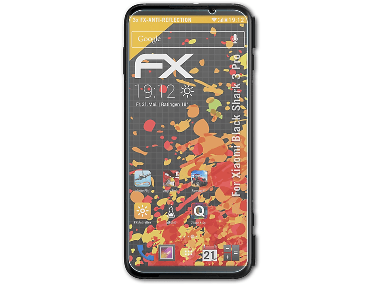 ATFOLIX 3x FX-Antireflex Displayschutz(für Xiaomi Black Shark 3 Pro)