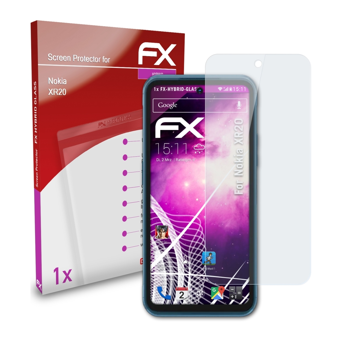 Schutzglas(für XR20) ATFOLIX FX-Hybrid-Glass Nokia