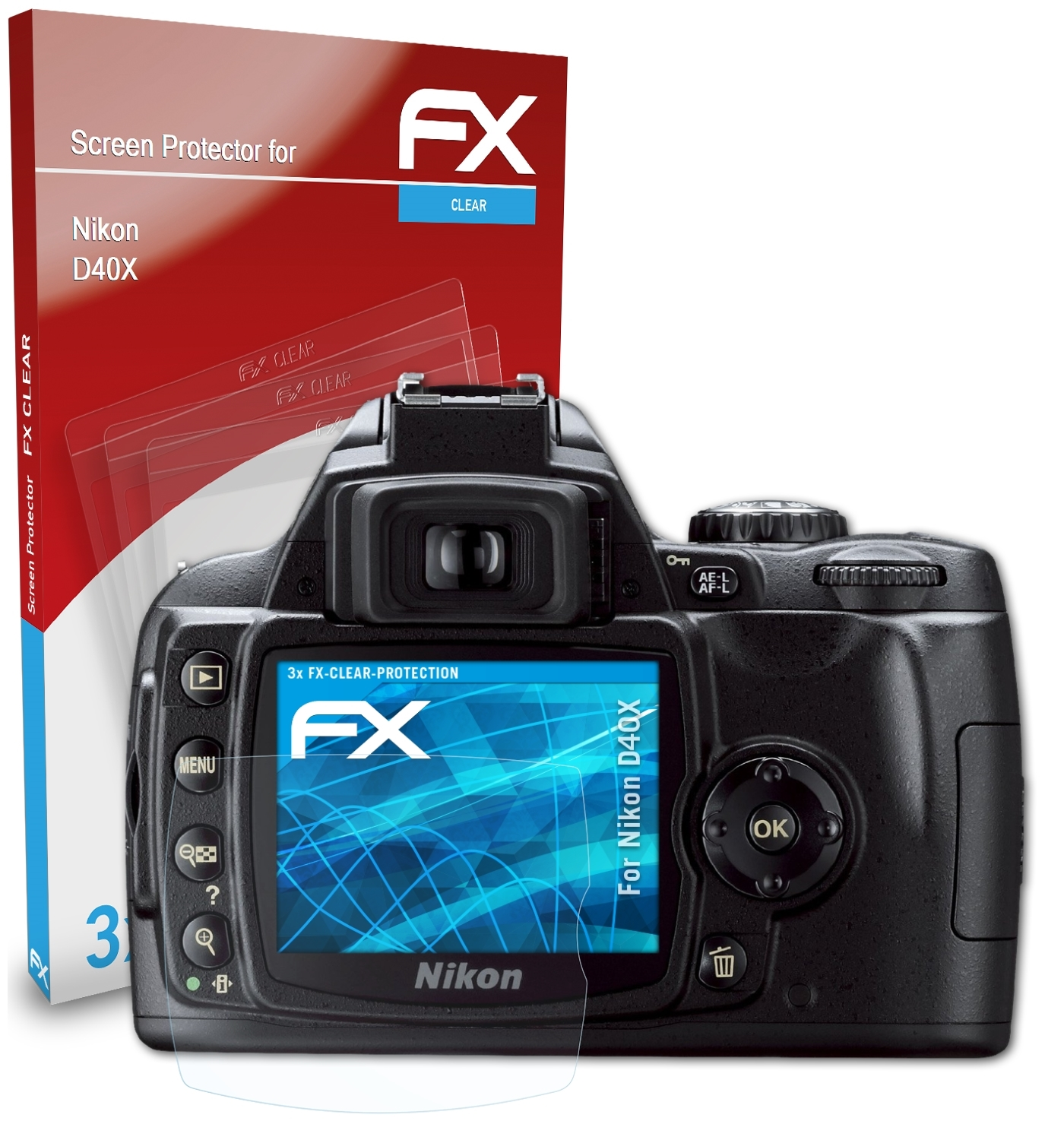 Nikon FX-Clear 3x ATFOLIX D40X) Displayschutz(für