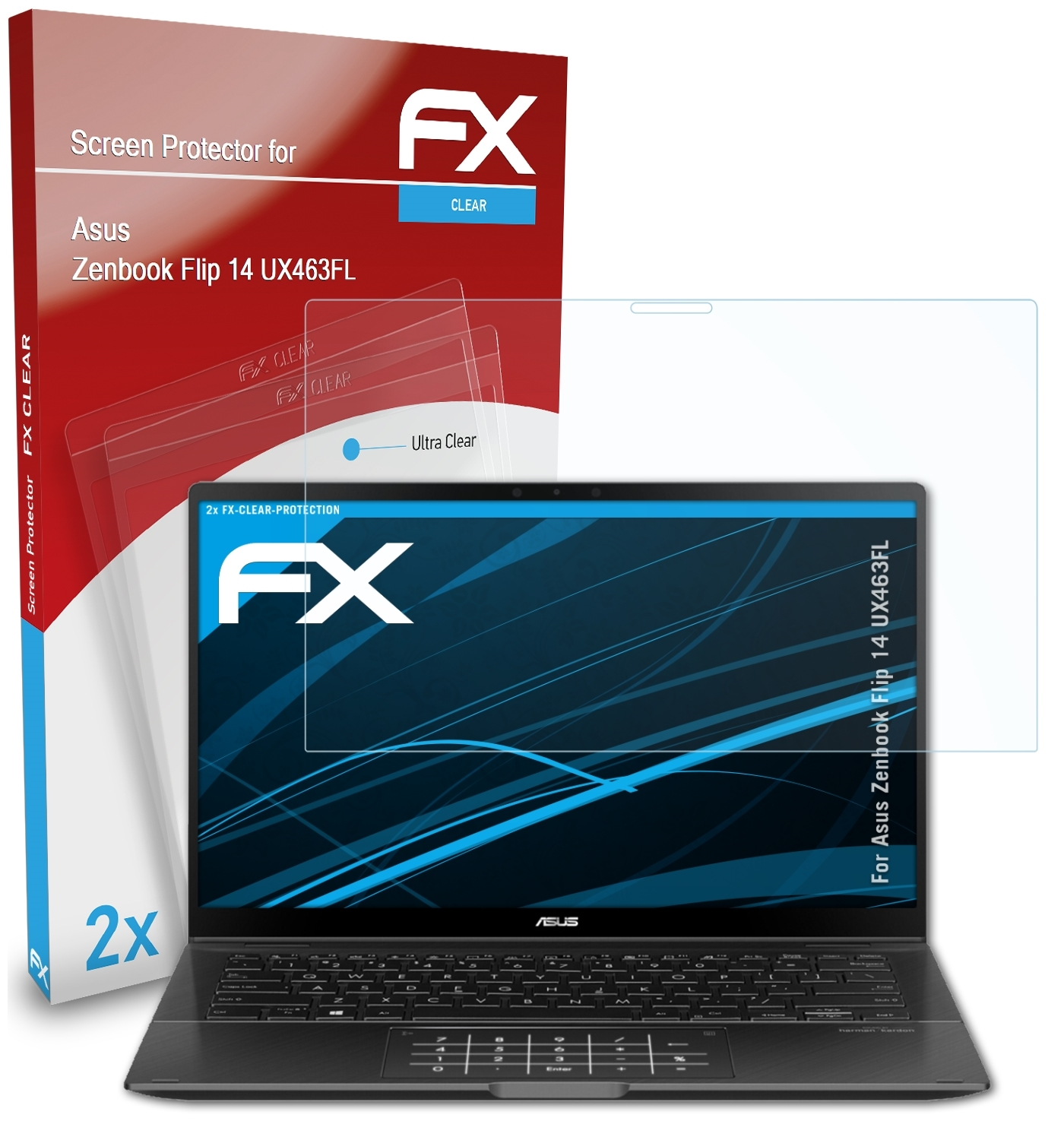 Flip Displayschutz(für Asus FX-Clear (UX463FL)) 14 2x ATFOLIX Zenbook