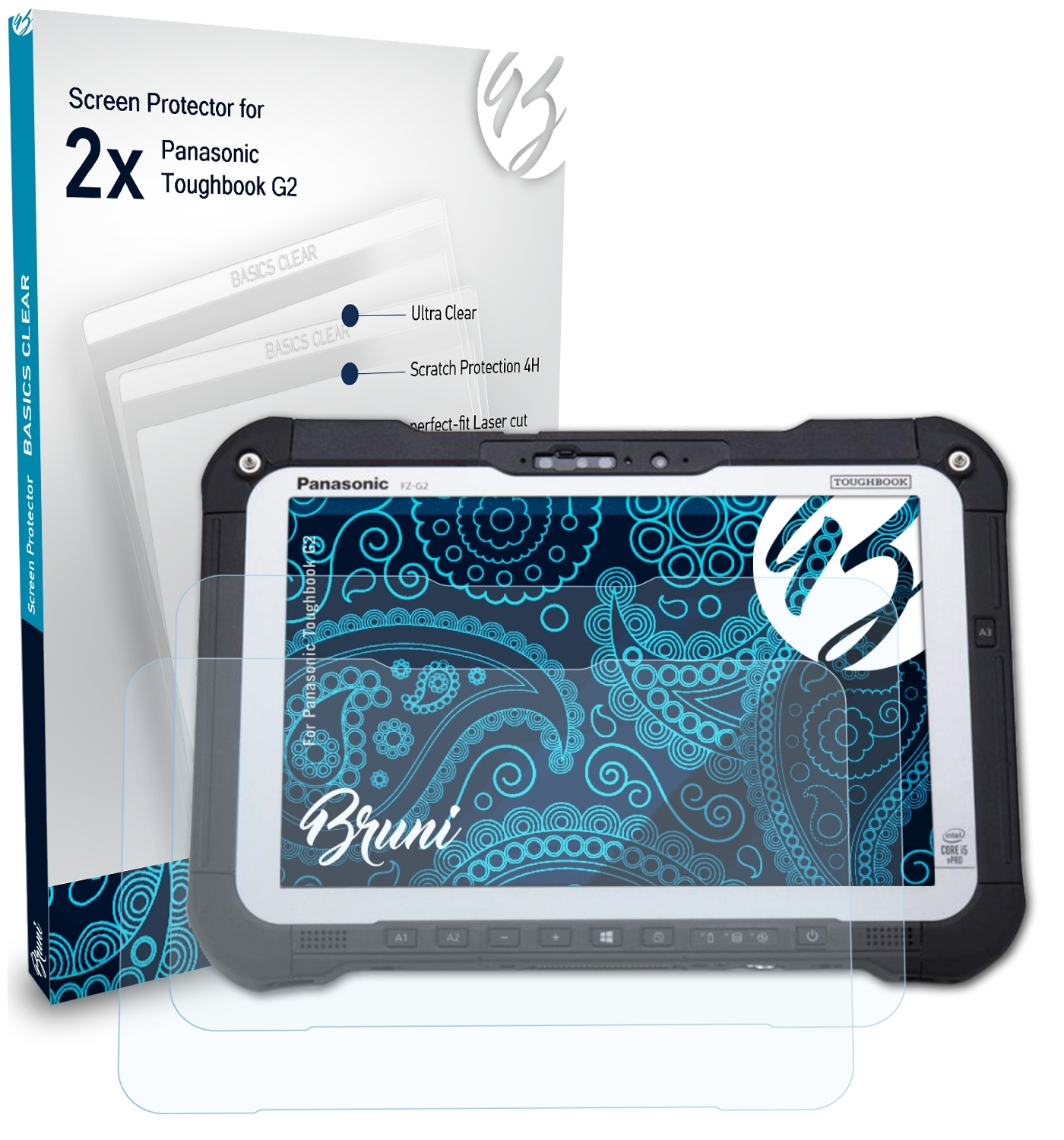 Toughbook 2x G2) Panasonic Schutzfolie(für Basics-Clear BRUNI