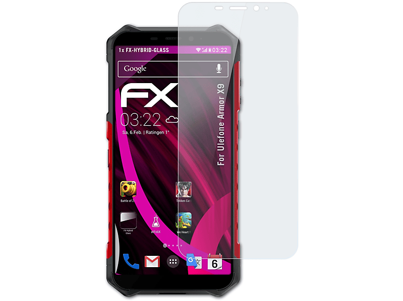 Schutzglas(für ATFOLIX FX-Hybrid-Glass Armor Ulefone X9)