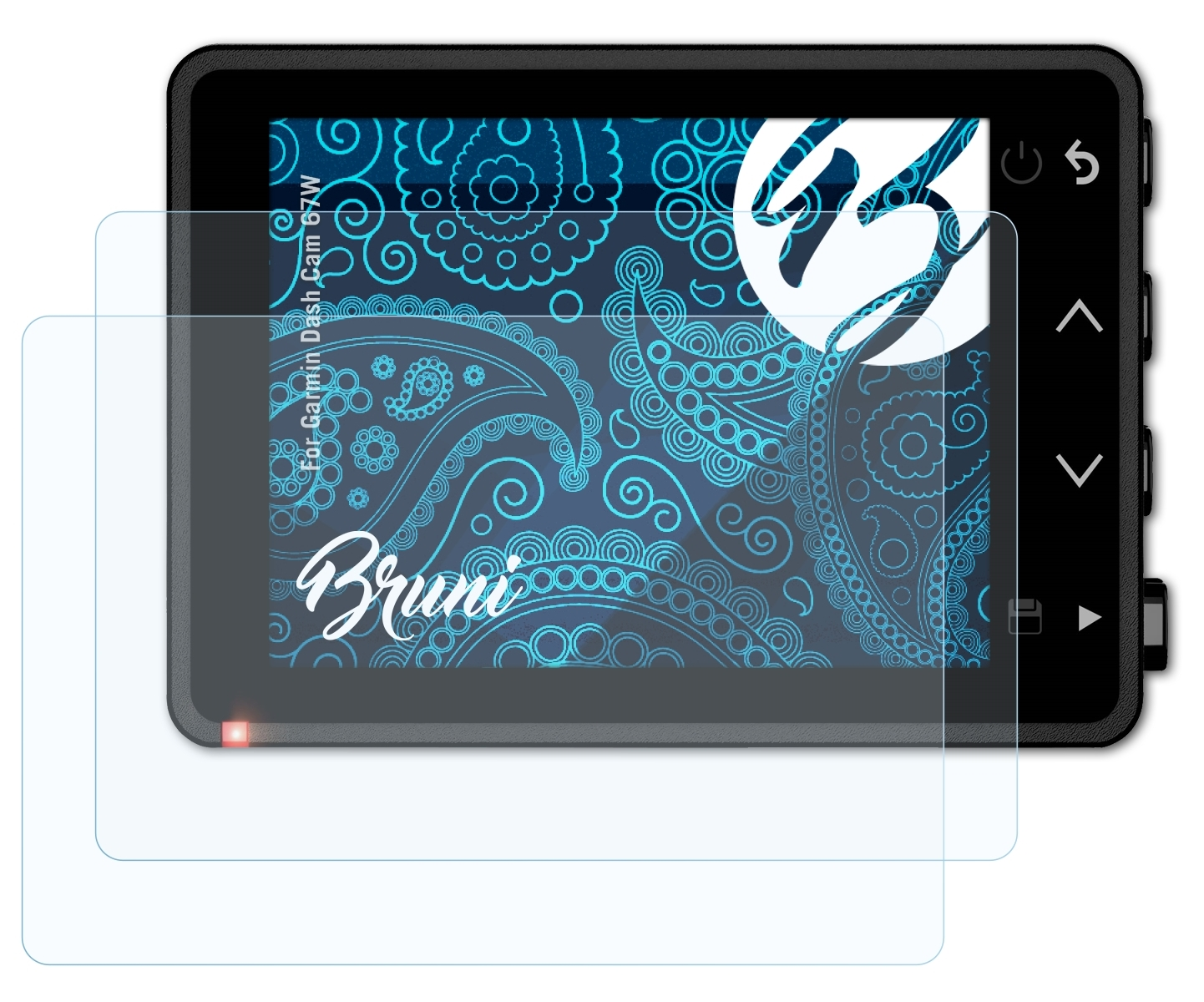 BRUNI 2x Schutzfolie(für Cam 67W) Basics-Clear Dash Garmin