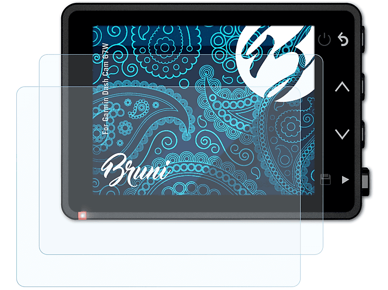 BRUNI 2x Basics-Clear 67W) Schutzfolie(für Dash Garmin Cam