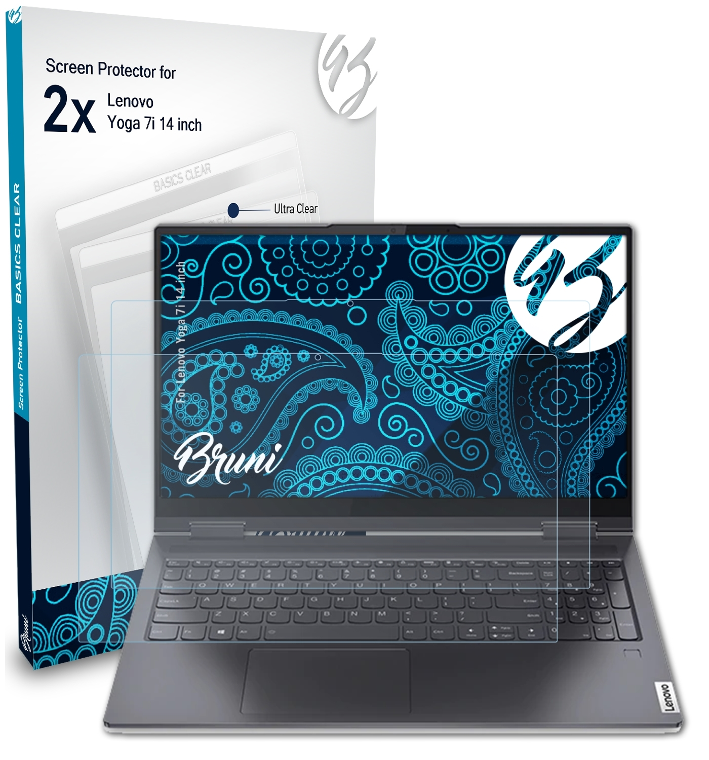 BRUNI 2x Basics-Clear Schutzfolie(für Lenovo Yoga inch)) 7i (14