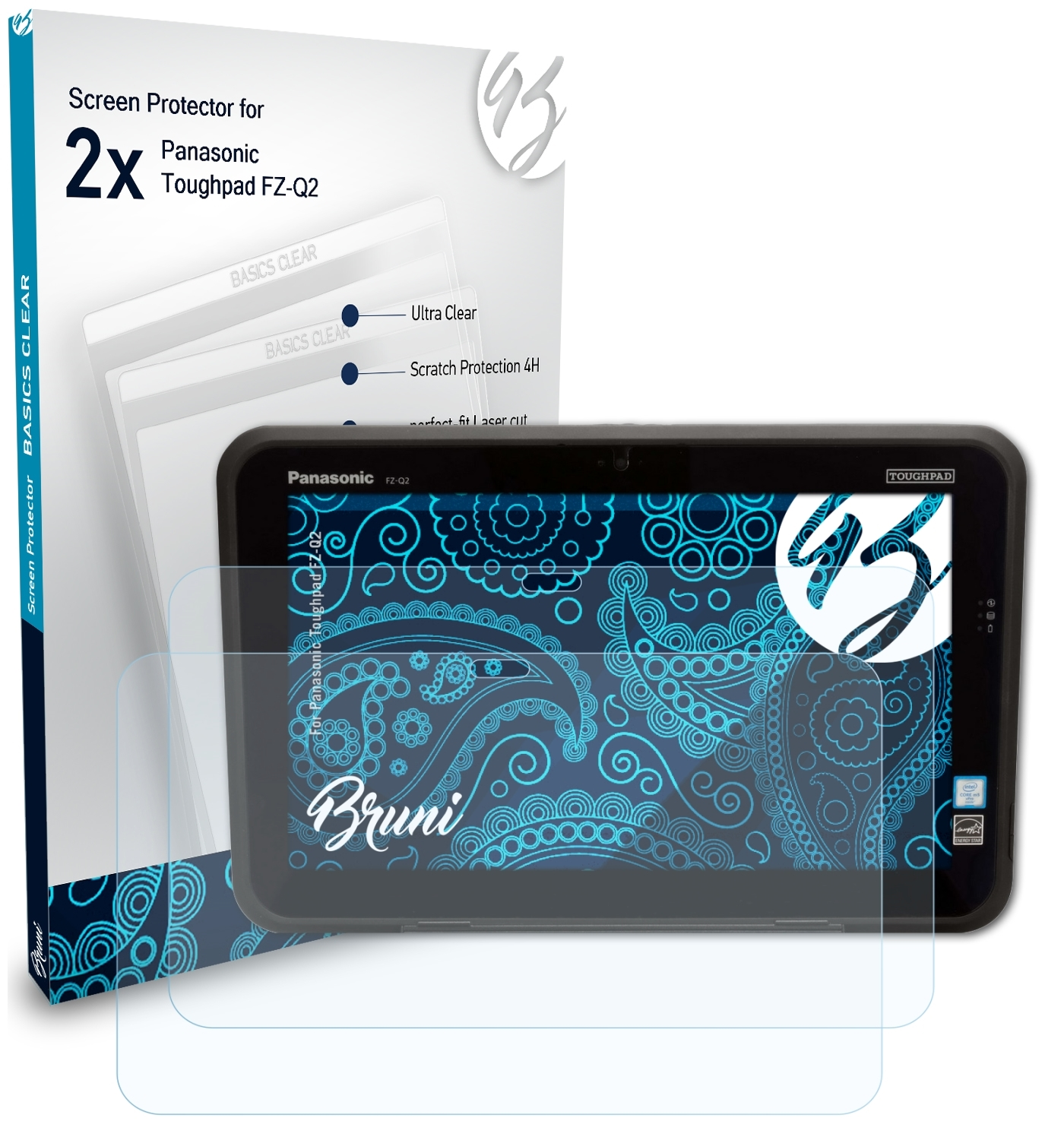 2x Panasonic Basics-Clear FZ-Q2) Toughpad BRUNI Schutzfolie(für