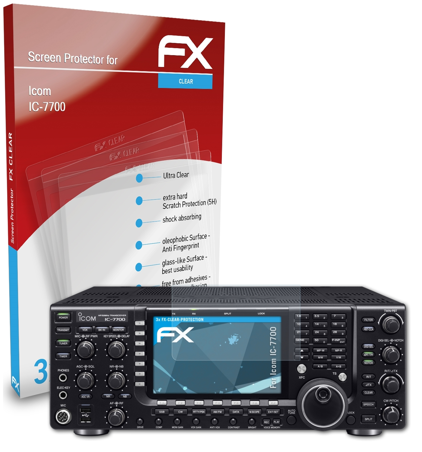 ATFOLIX 3x FX-Clear Displayschutz(für Icom IC-7700)