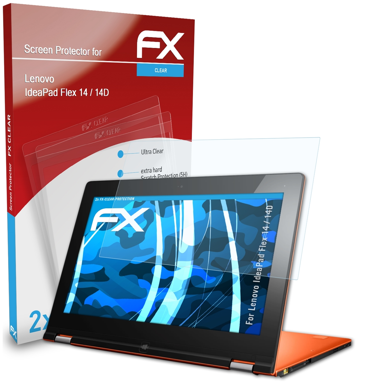 ATFOLIX 2x IdeaPad Displayschutz(für 14D) / FX-Clear Lenovo Flex 14