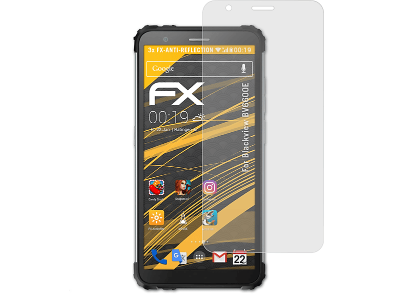 ATFOLIX 3x FX-Antireflex Displayschutz(für Blackview BV6600E)
