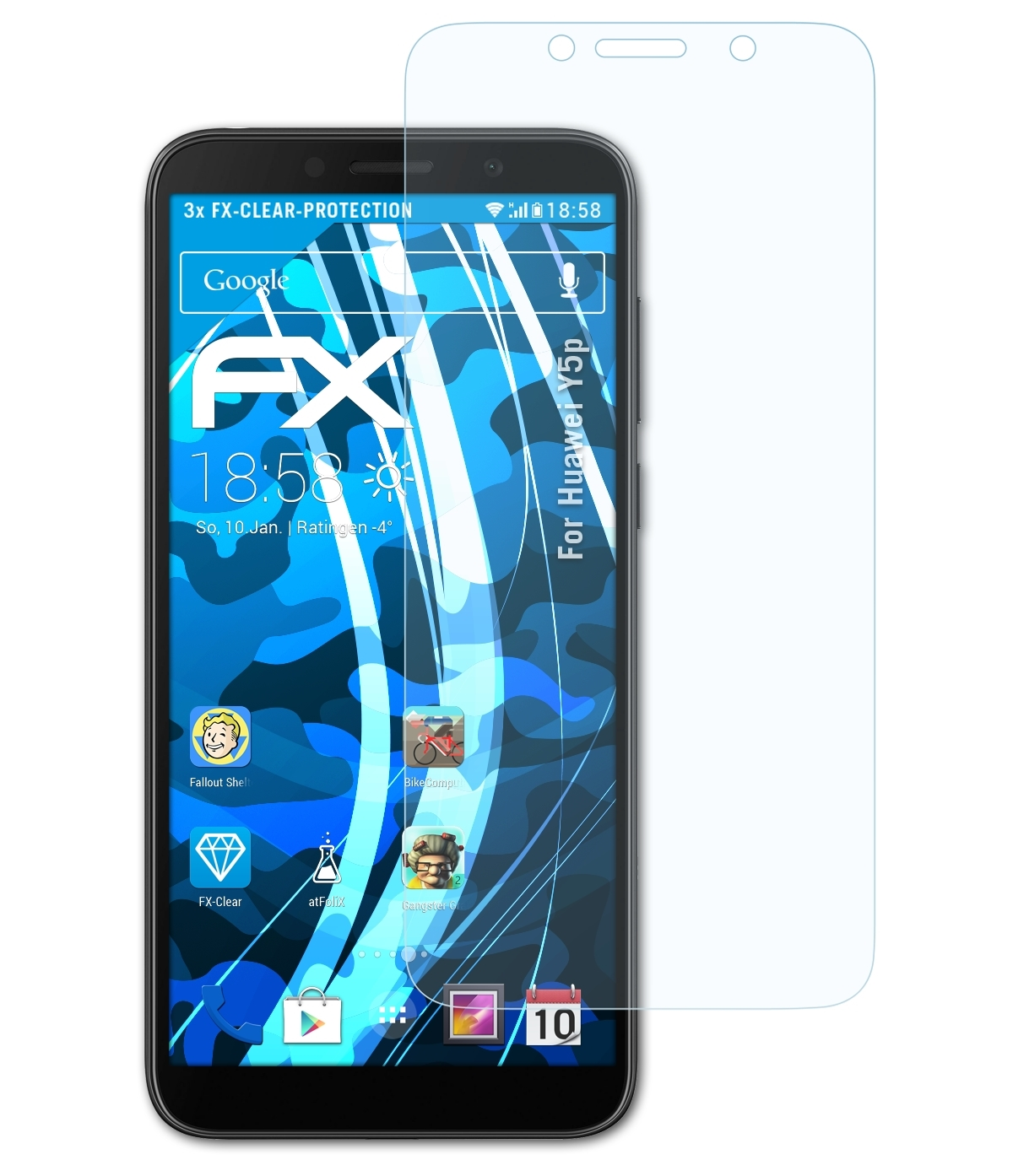 Huawei 3x ATFOLIX Displayschutz(für FX-Clear Y5p)