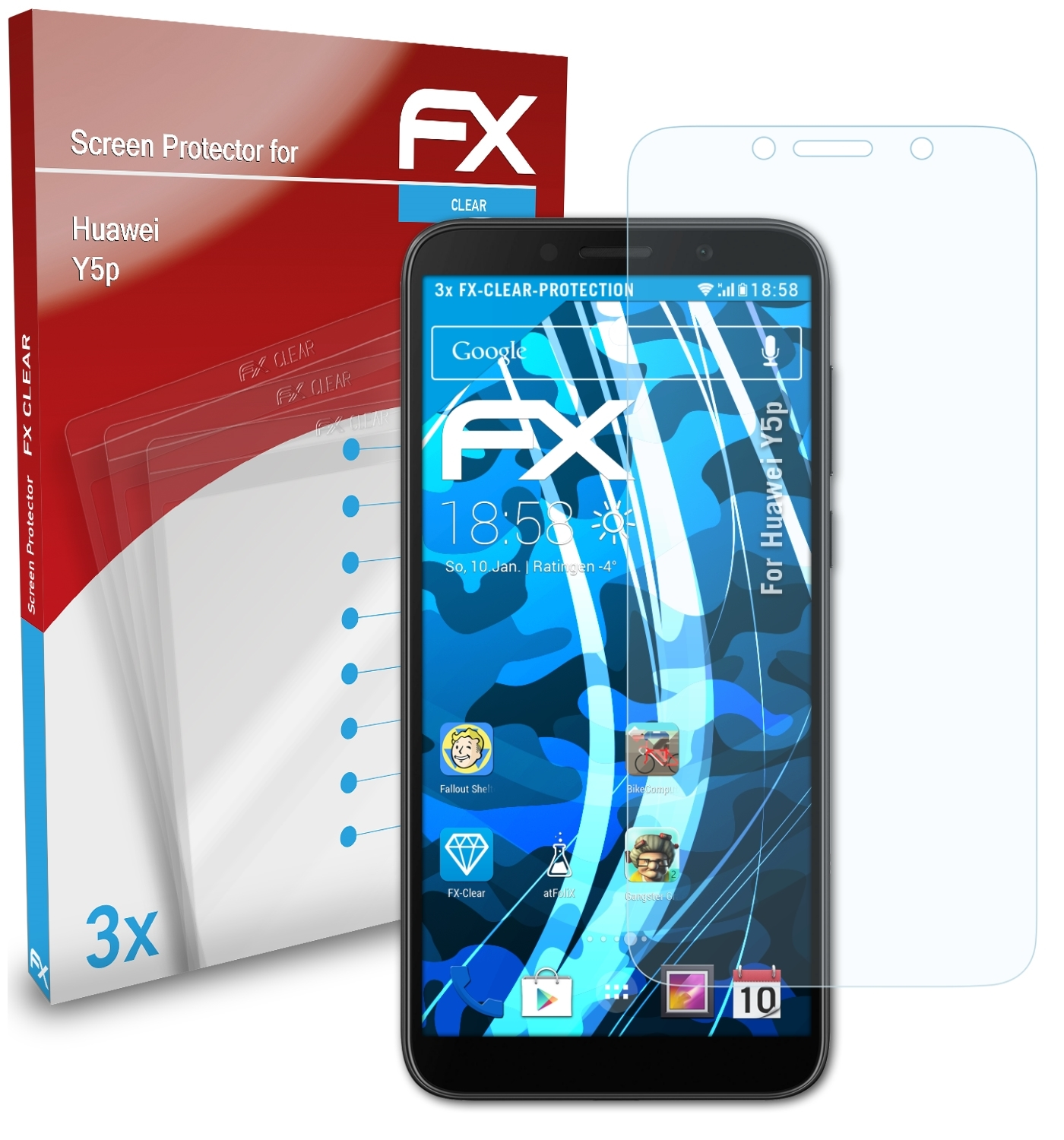 Y5p) FX-Clear 3x ATFOLIX Huawei Displayschutz(für