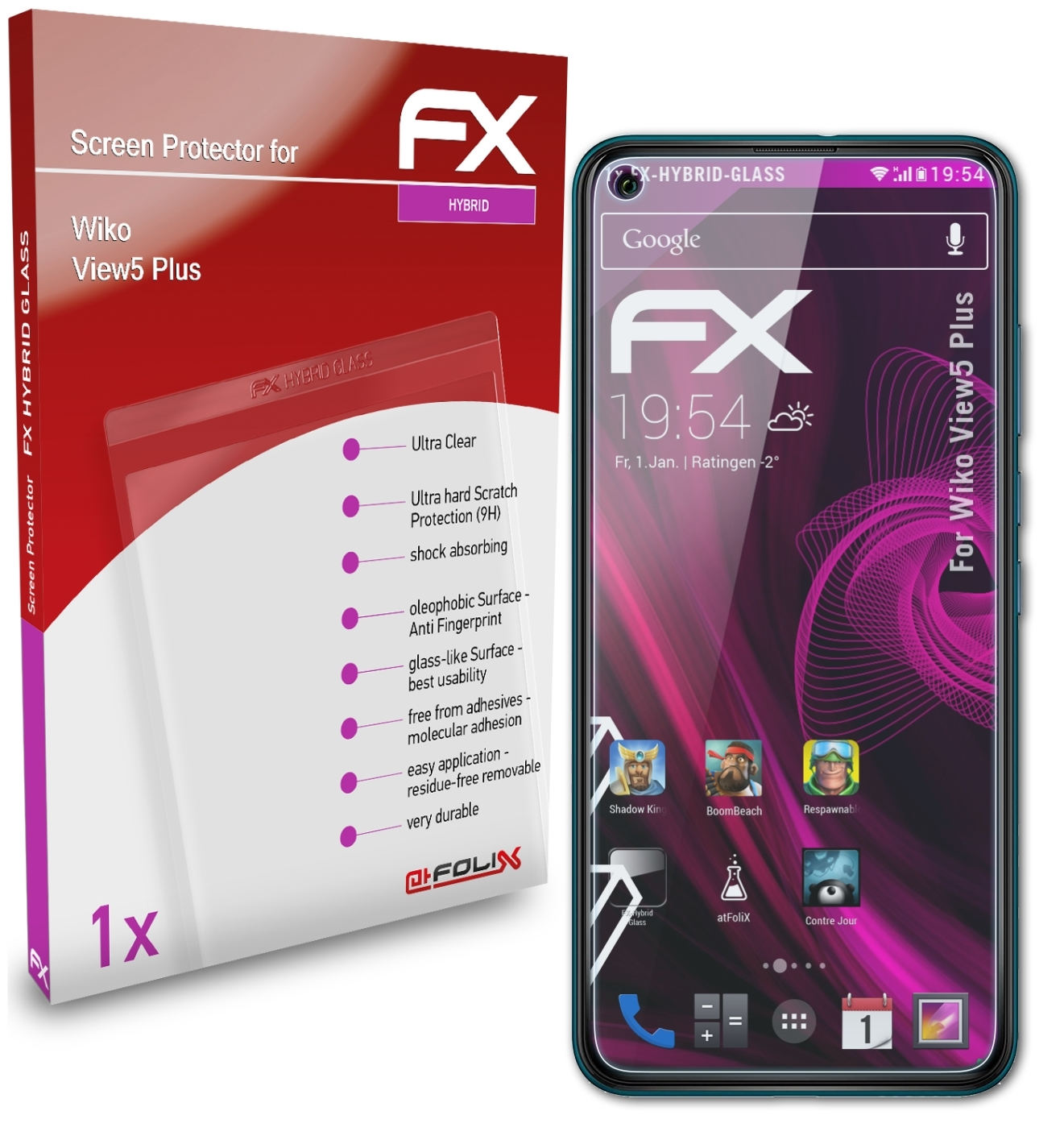 ATFOLIX FX-Hybrid-Glass Schutzglas(für Wiko View5 Plus)