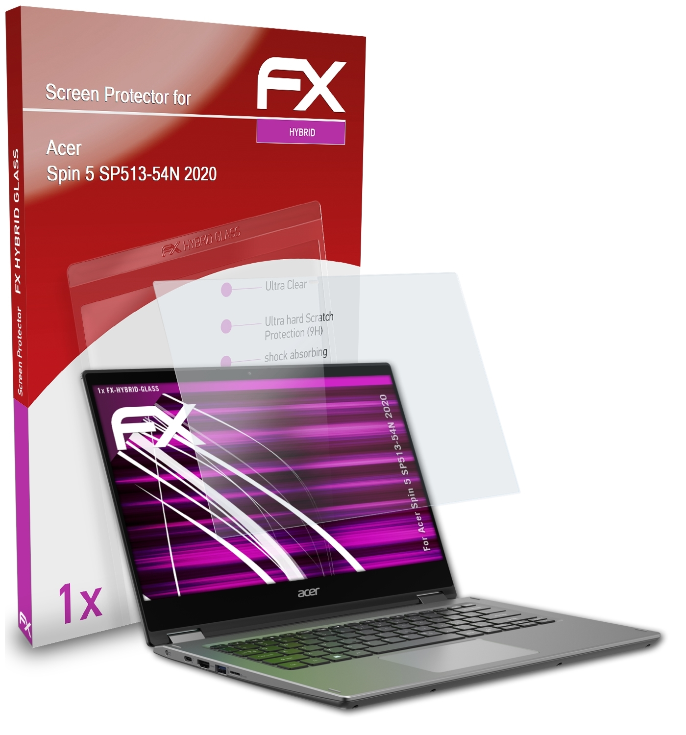ATFOLIX FX-Hybrid-Glass Schutzglas(für Acer Spin SP513-54N 5 (2020))