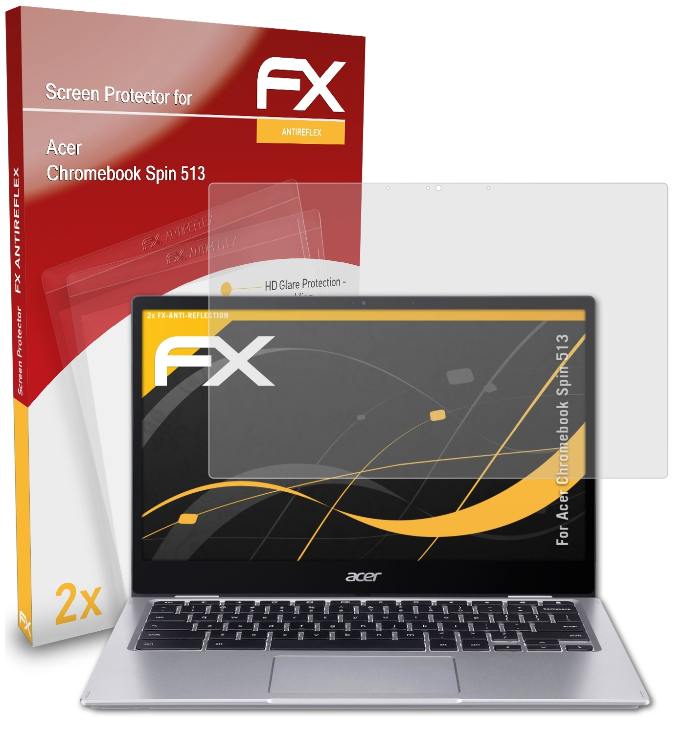 Displayschutz(für 2x Spin Acer ATFOLIX FX-Antireflex Chromebook 513)
