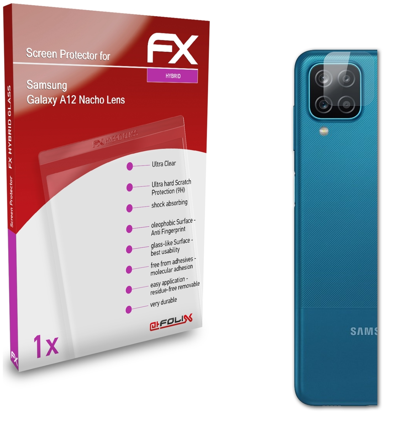 Lens) FX-Hybrid-Glass Nacho Galaxy Samsung A12 ATFOLIX Schutzglas(für