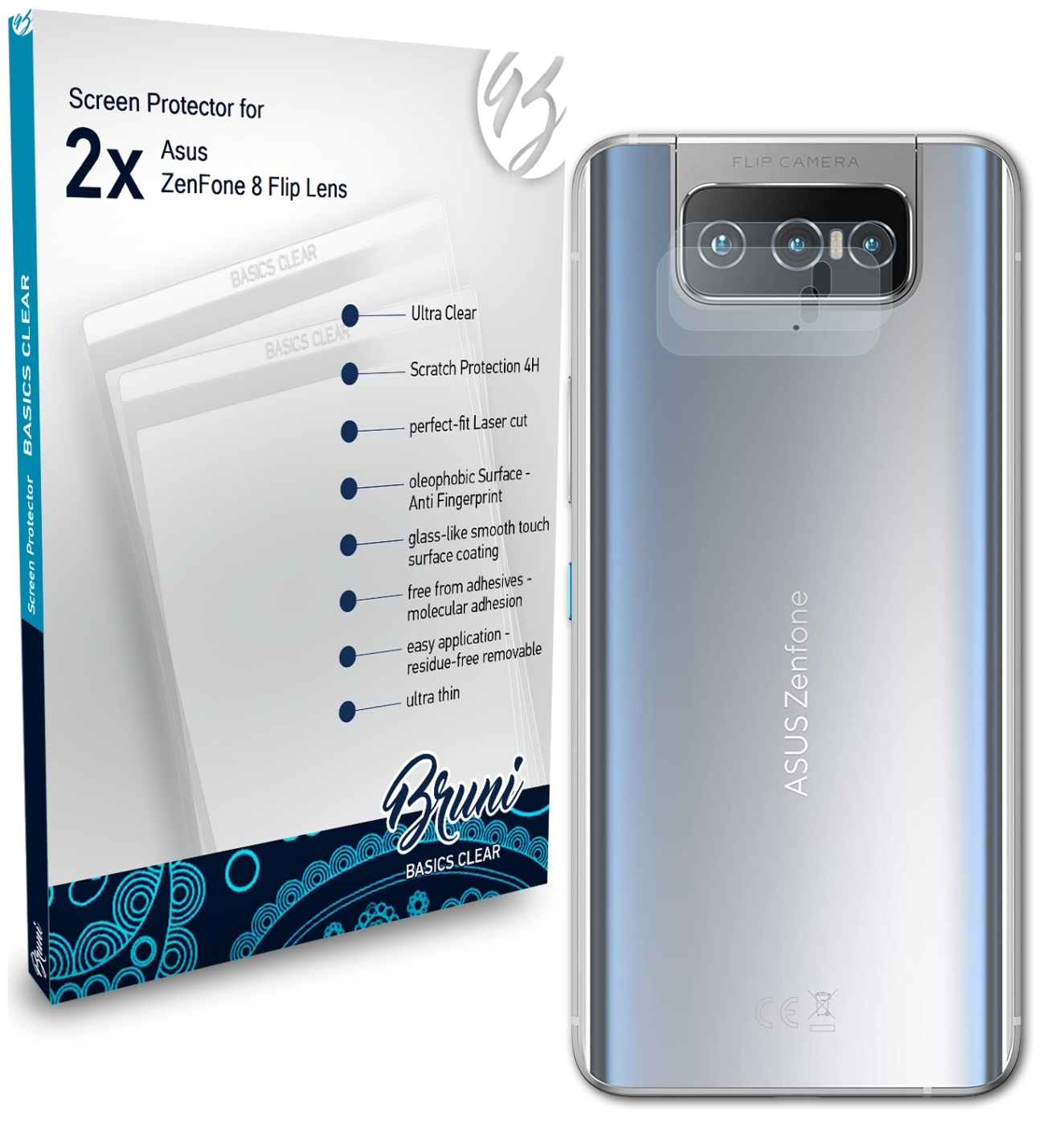 BRUNI (Lens)) 8 ZenFone 2x Flip Asus Schutzfolie(für Basics-Clear