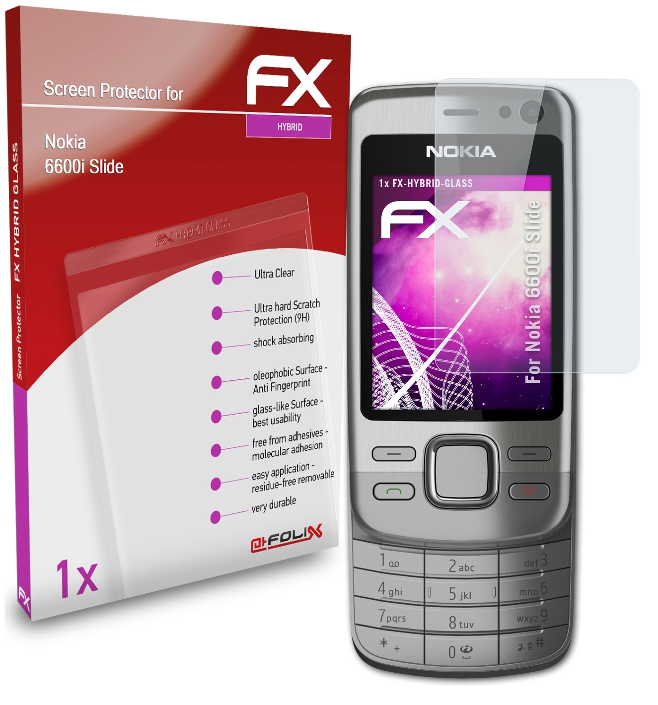 FX-Hybrid-Glass ATFOLIX Nokia Slide) Schutzglas(für 6600i