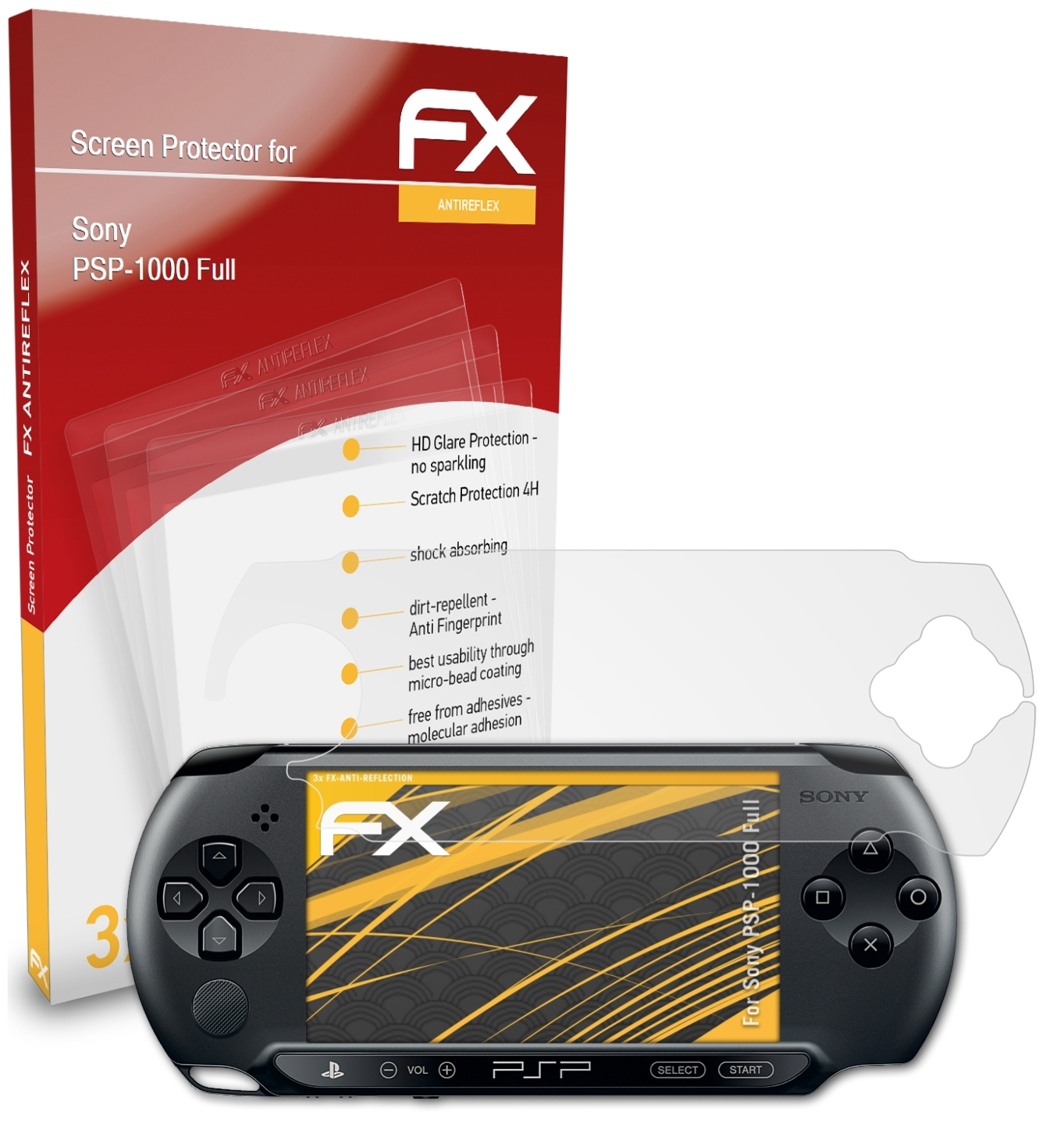 ATFOLIX Full) PSP-1000 3x Displayschutz(für Sony FX-Antireflex