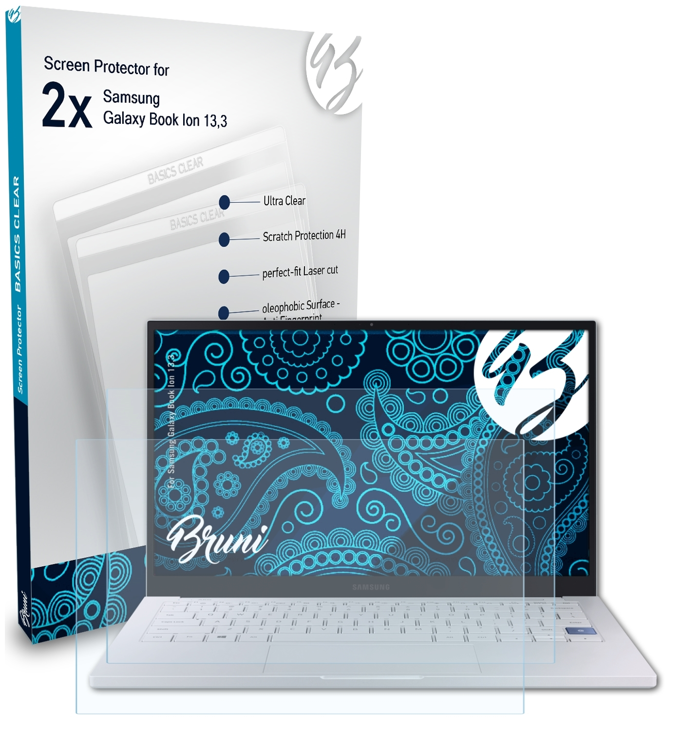 BRUNI 2x Basics-Clear Schutzfolie(für (13,3)) Book Ion Galaxy Samsung