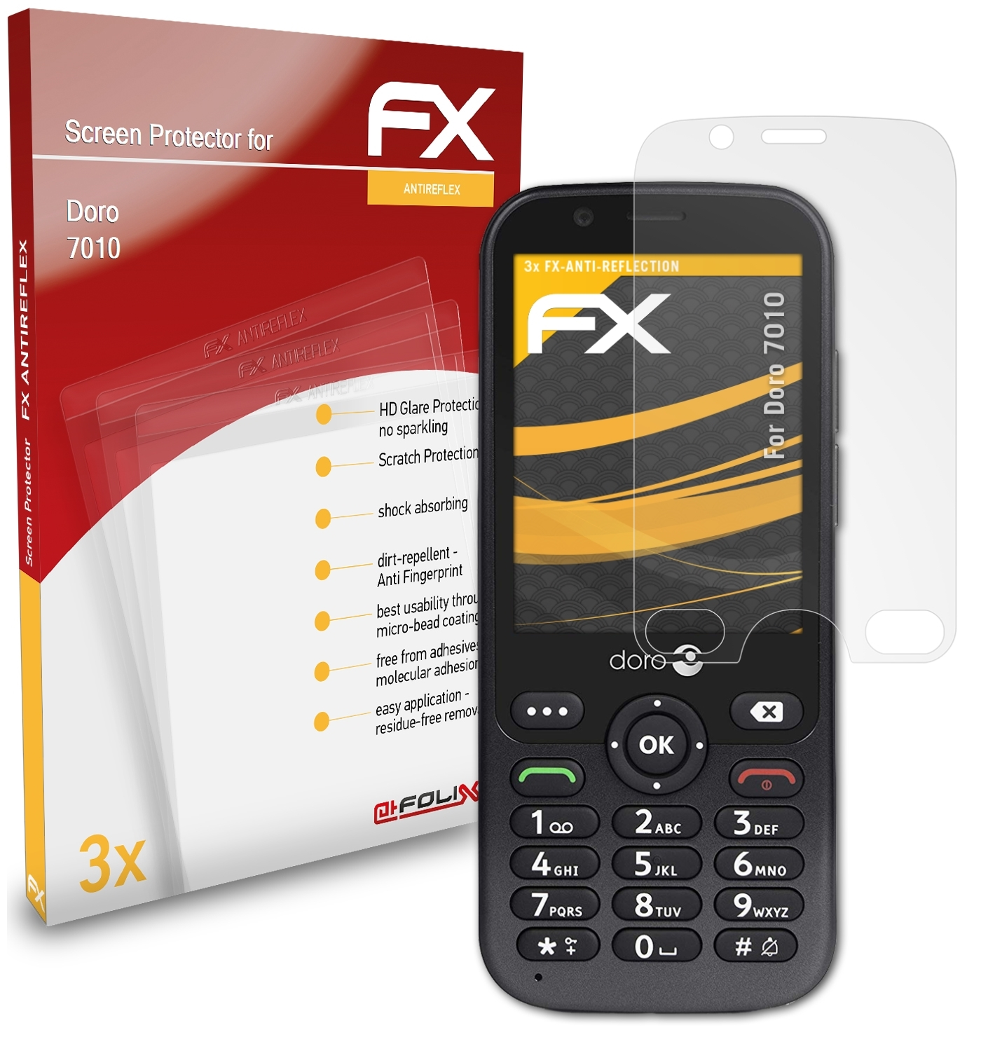 3x Doro Displayschutz(für ATFOLIX FX-Antireflex 7010)