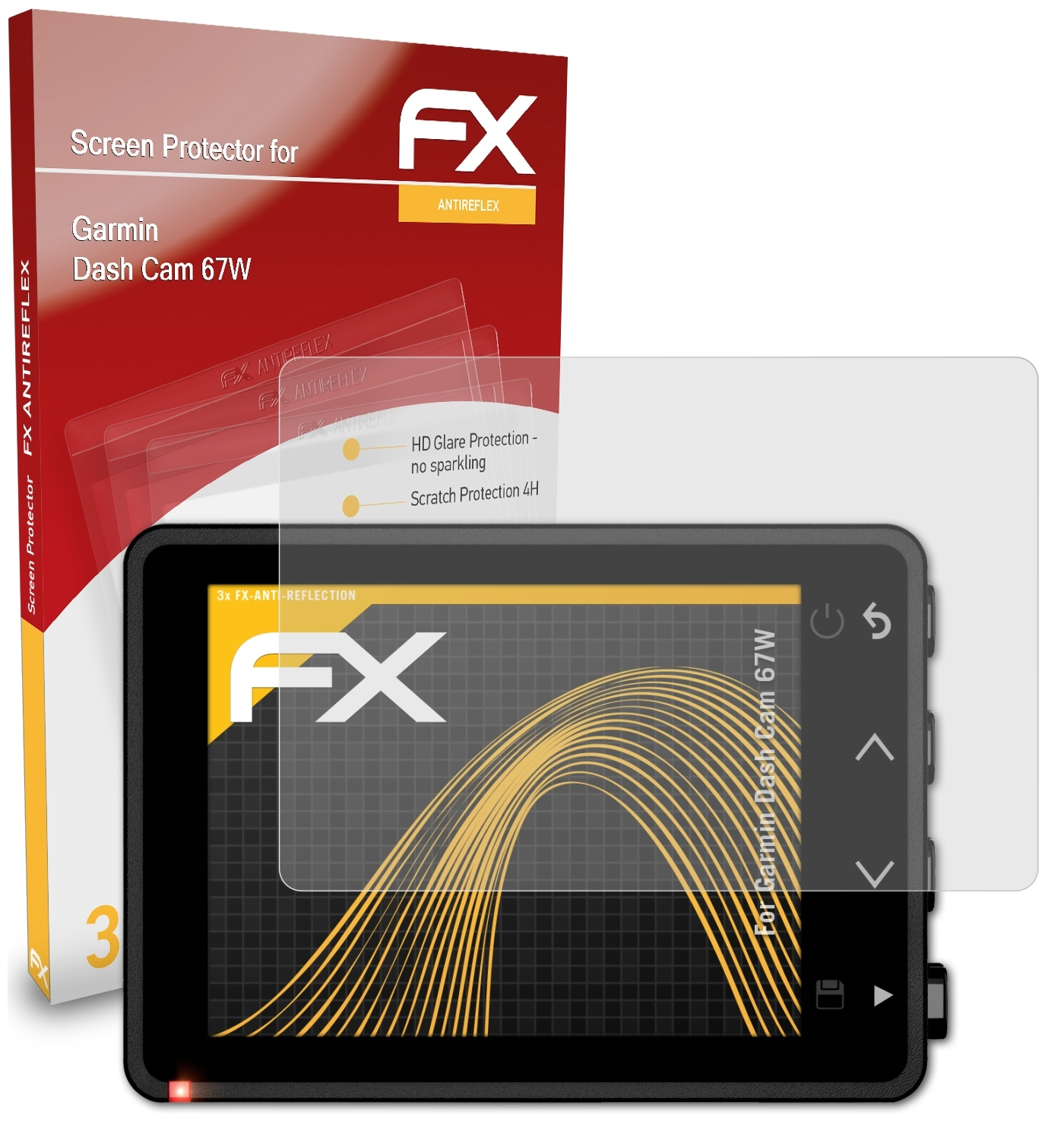 ATFOLIX 3x FX-Antireflex Displayschutz(für 67W) Dash Garmin Cam