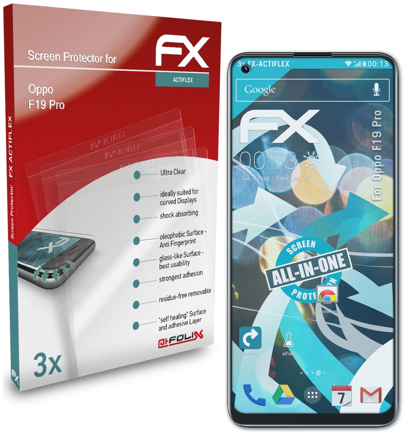 ATFOLIX 3x FX-ActiFleX Displayschutz(für Pro) F19 Oppo