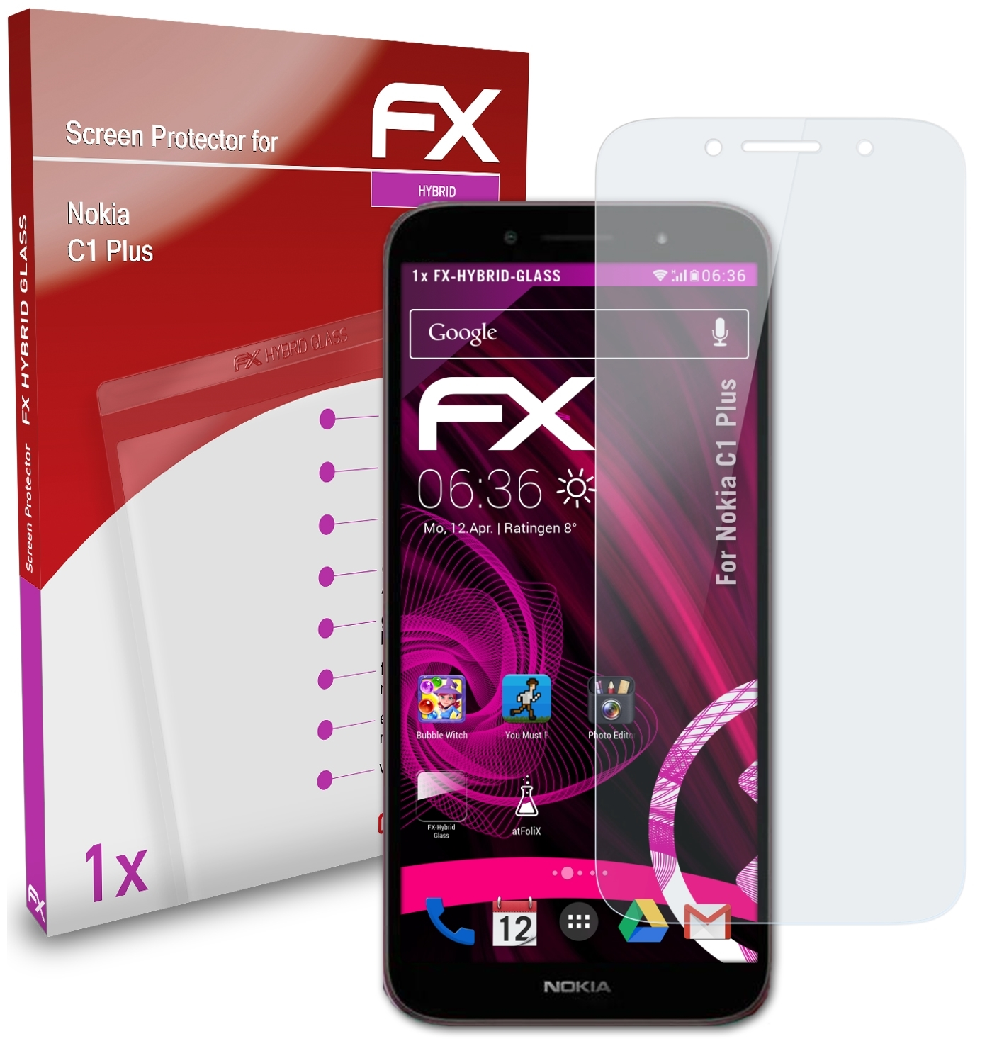 ATFOLIX FX-Hybrid-Glass Schutzglas(für Plus) C1 Nokia