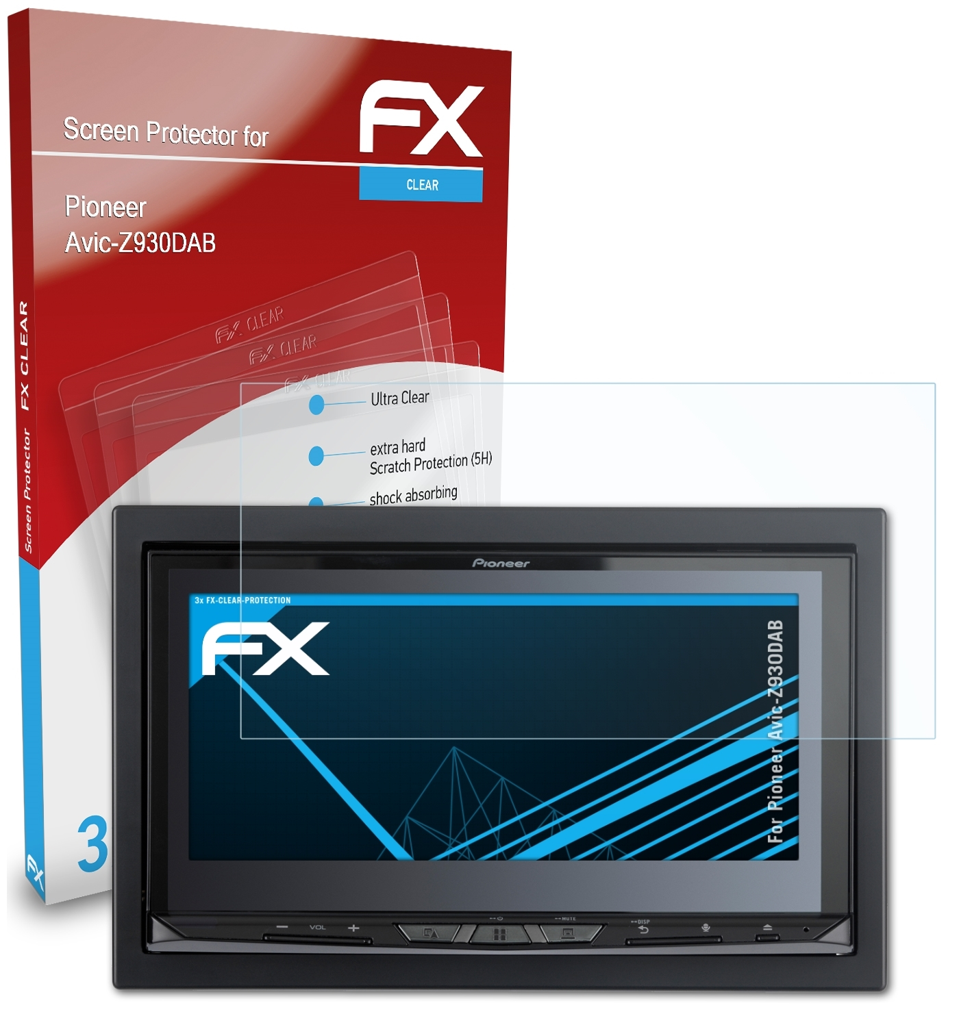 3x Pioneer ATFOLIX Avic-Z930DAB) Displayschutz(für FX-Clear