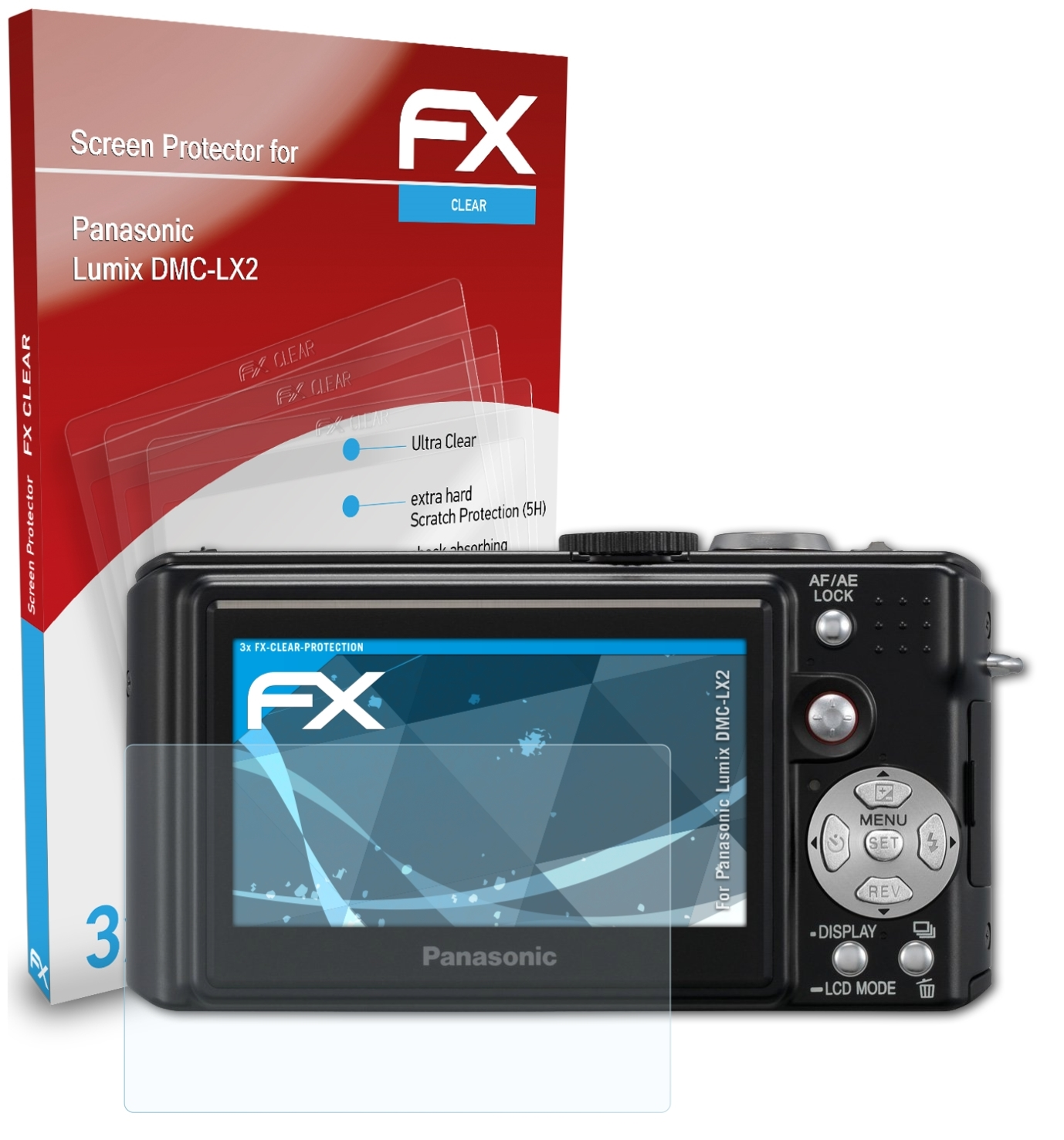 Displayschutz(für ATFOLIX FX-Clear Panasonic DMC-LX2) 3x Lumix