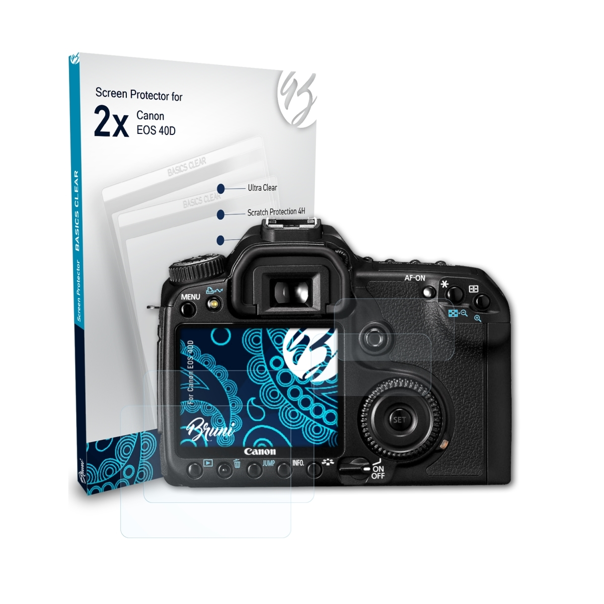 Canon Basics-Clear 2x 40D) BRUNI Schutzfolie(für EOS